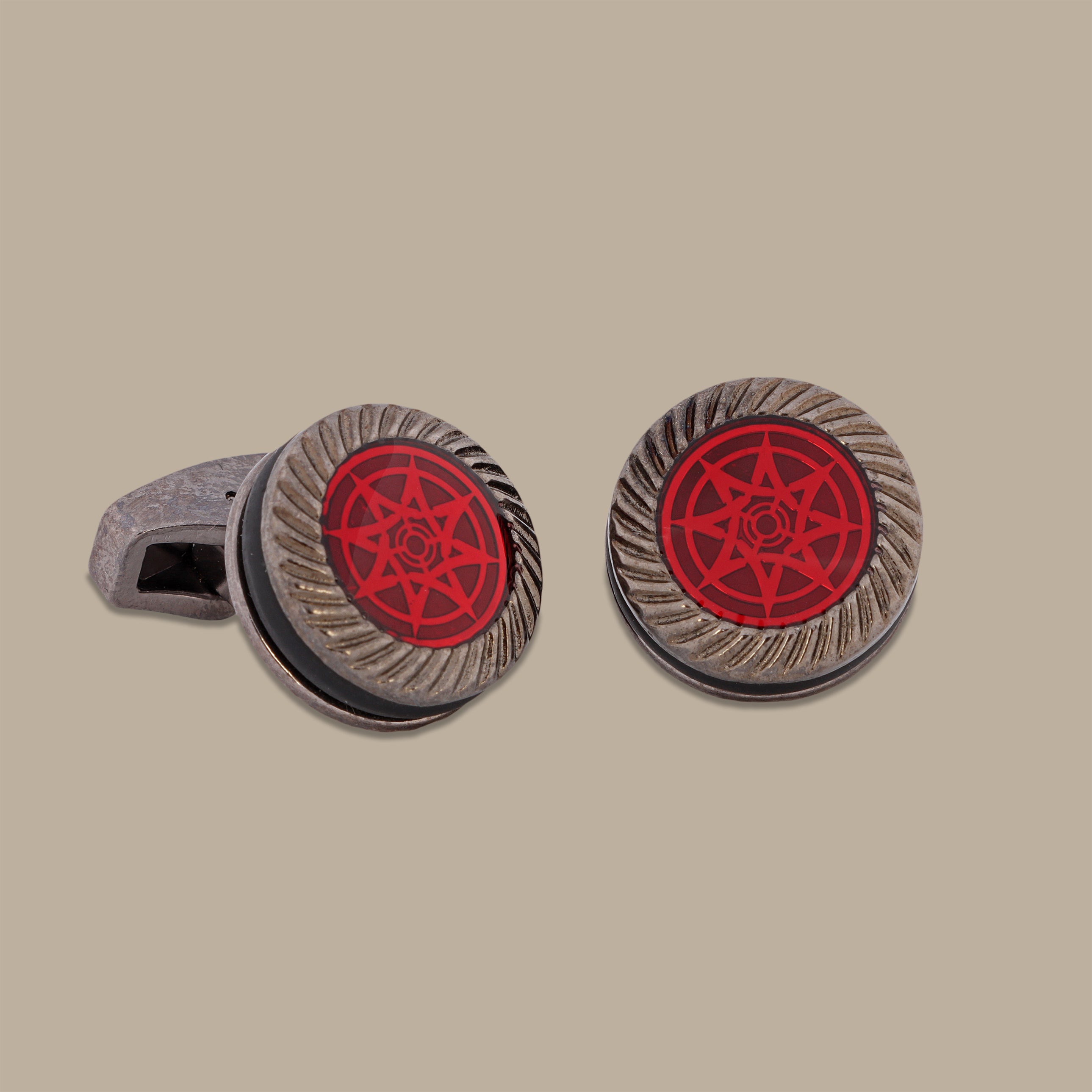 Round Dark Grey Cufflinks