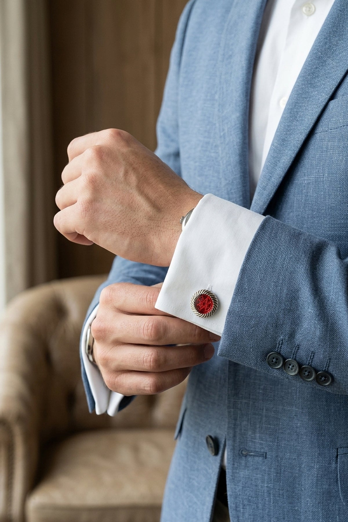 Round Dark Grey Cufflinks