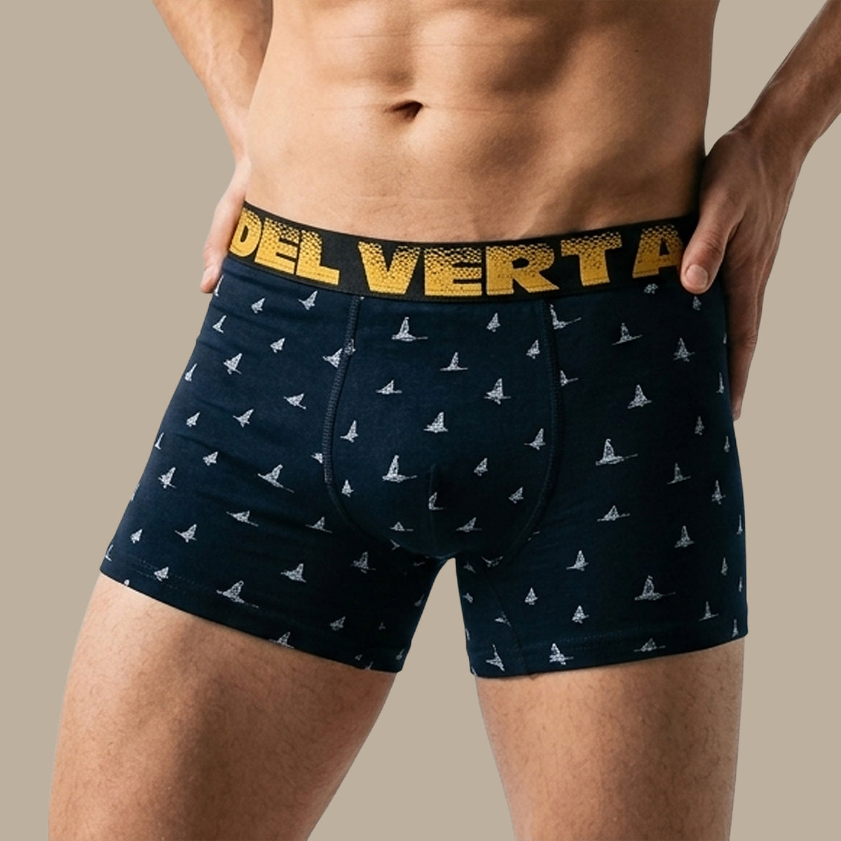 Navy Boxer with Boat Print