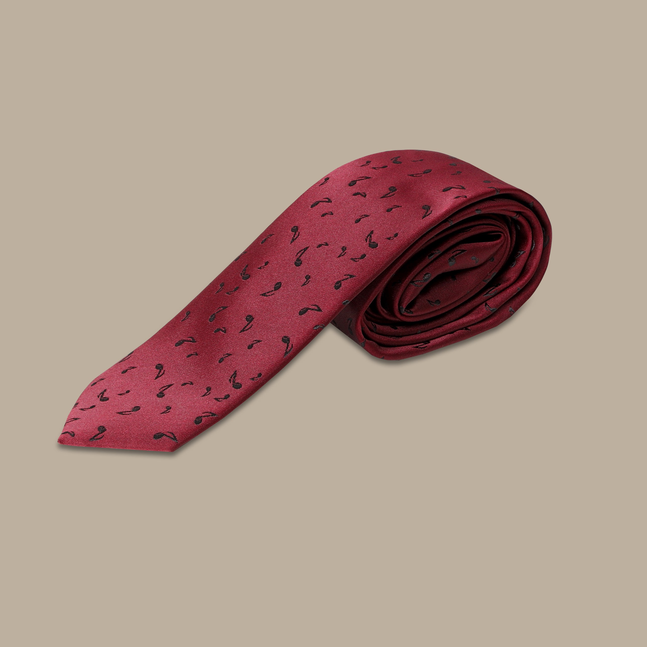 Harmonious Ensemble: Set of 2 Burgundy Music Print Ties