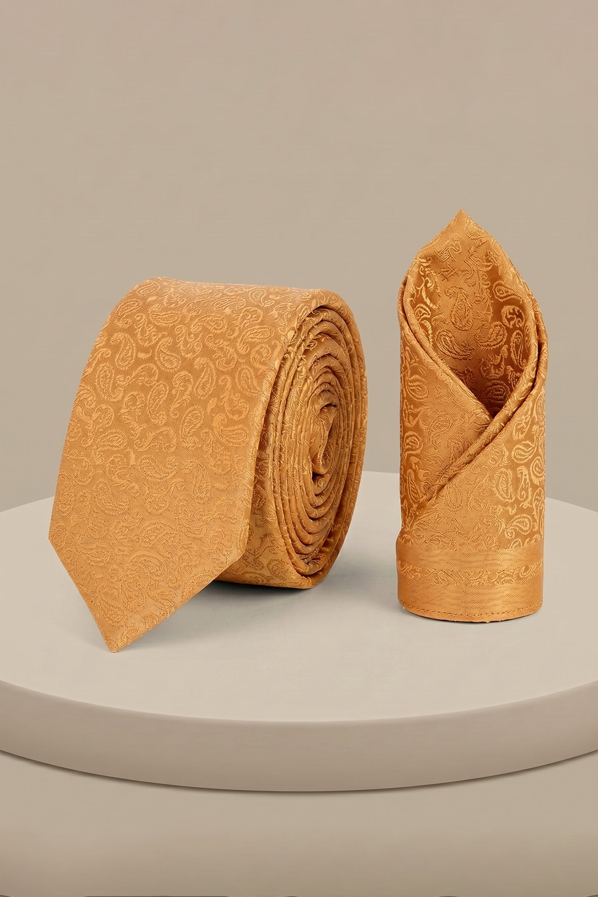 Golden Paisley Perfection: 2-Piece Tie Set