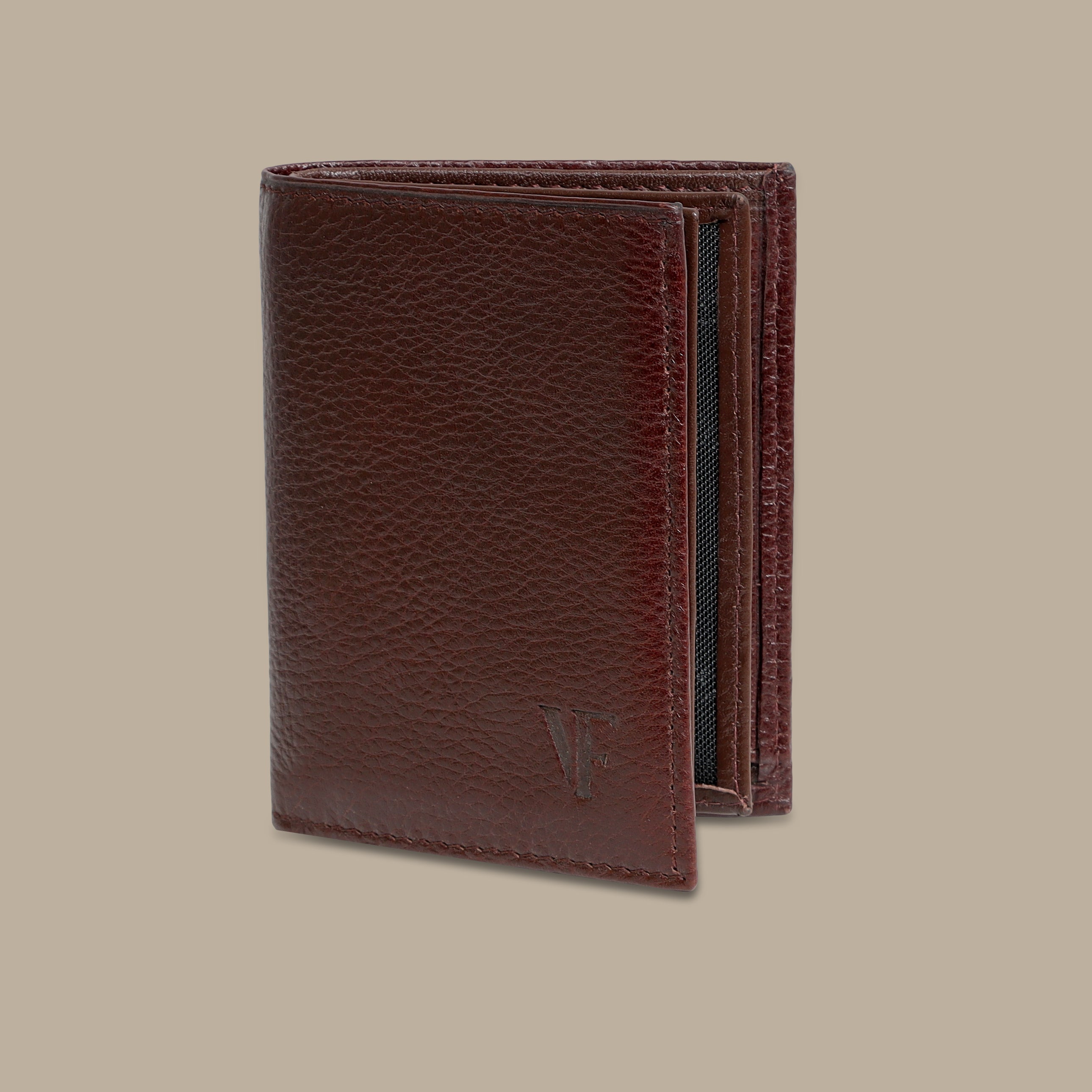 Classic Craftsmanship: Brown Structured Card Wallet