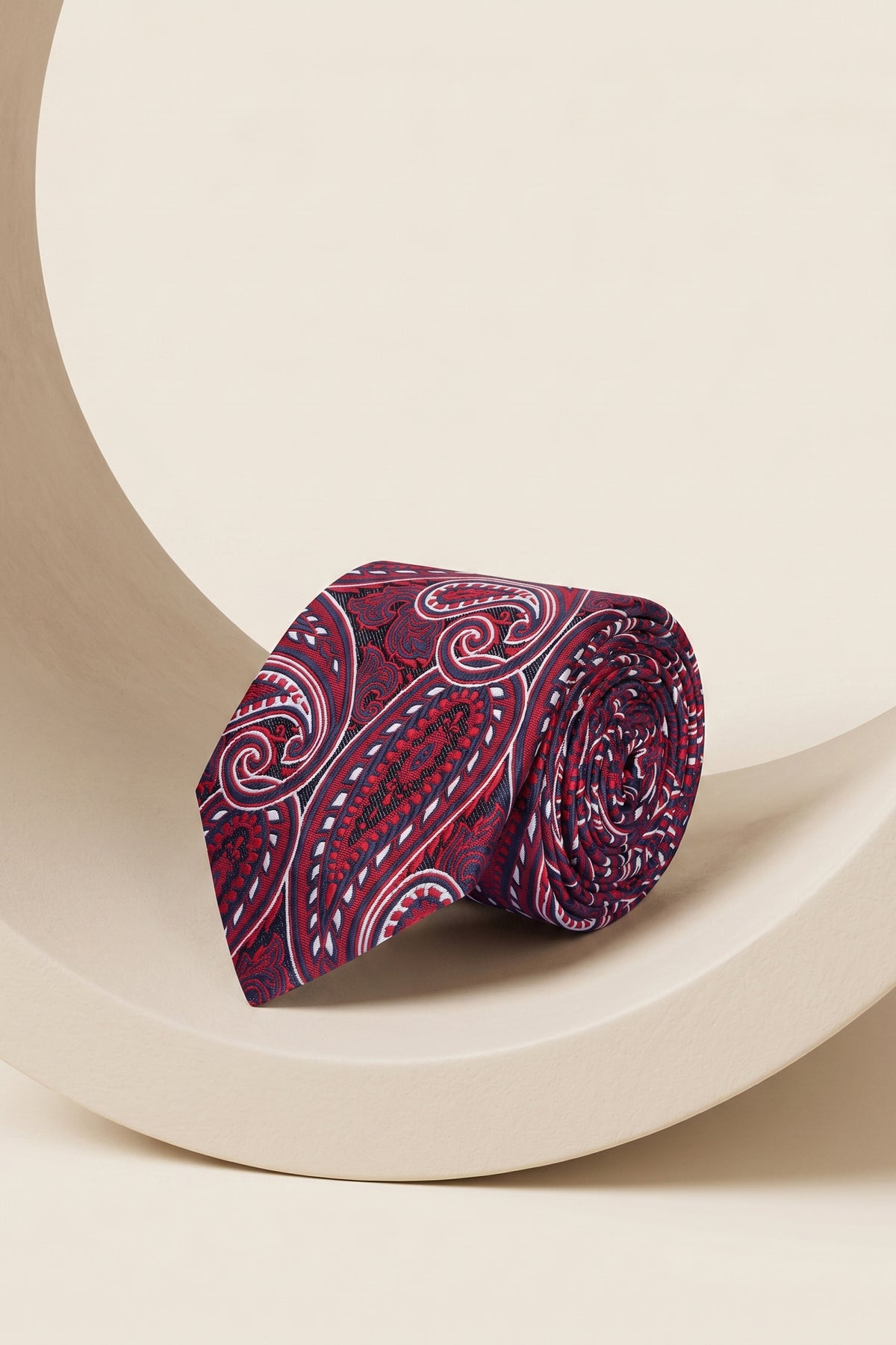 Burgundy Paisley Print Tie
