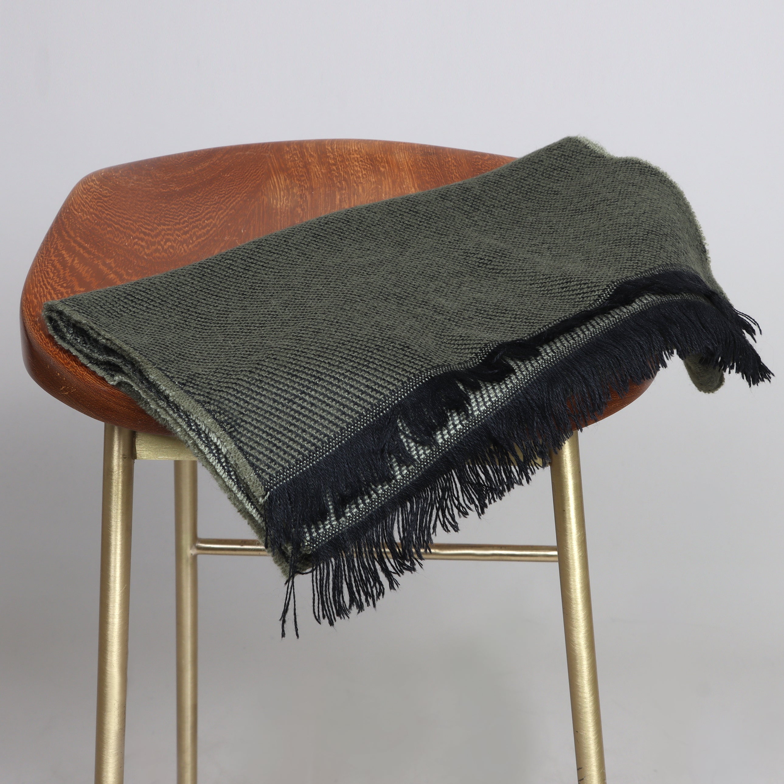 Olive Embrace: Timeless Twill Wool Scarf