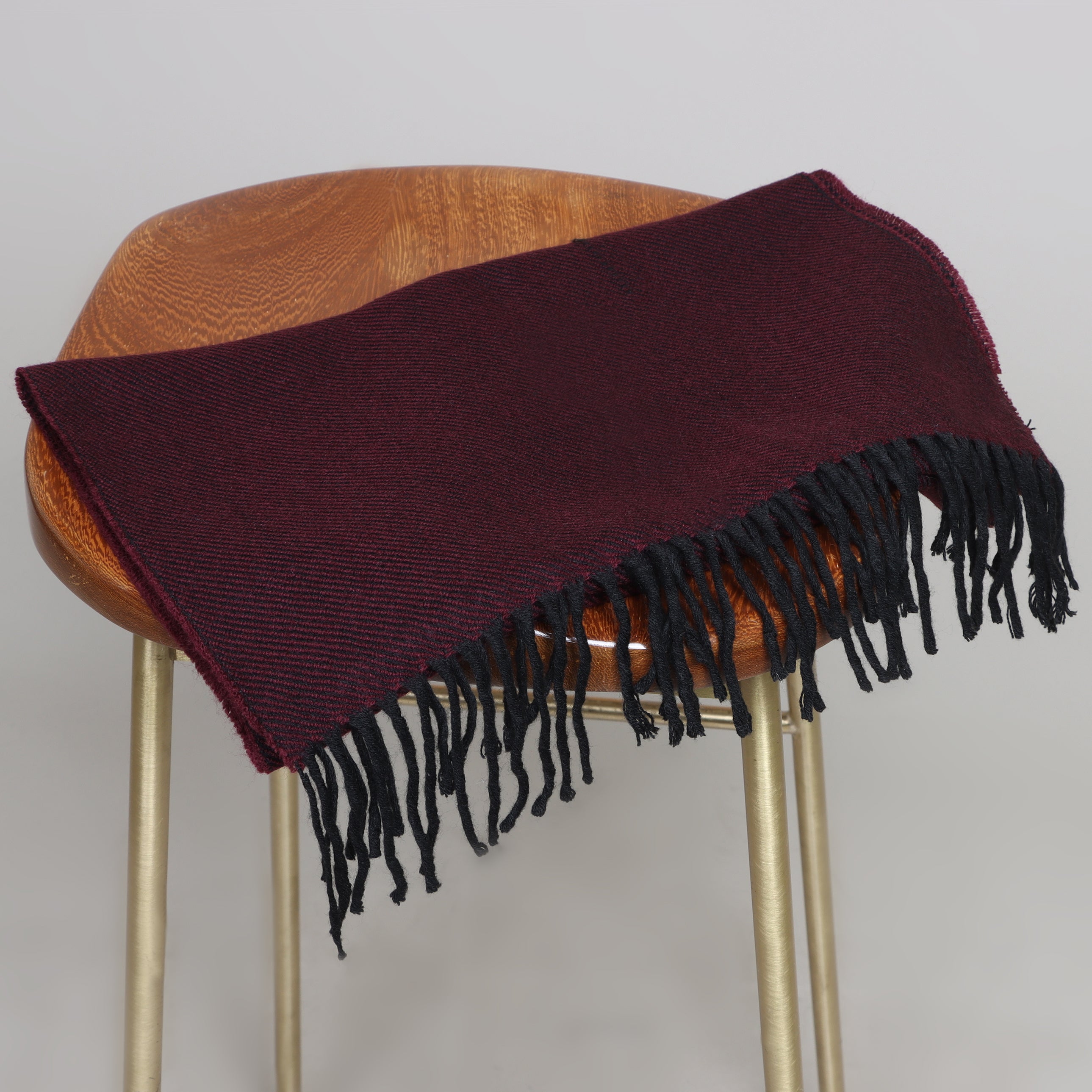 Burgundy Bliss: Timeless Elegance in Twill Wool Scarf