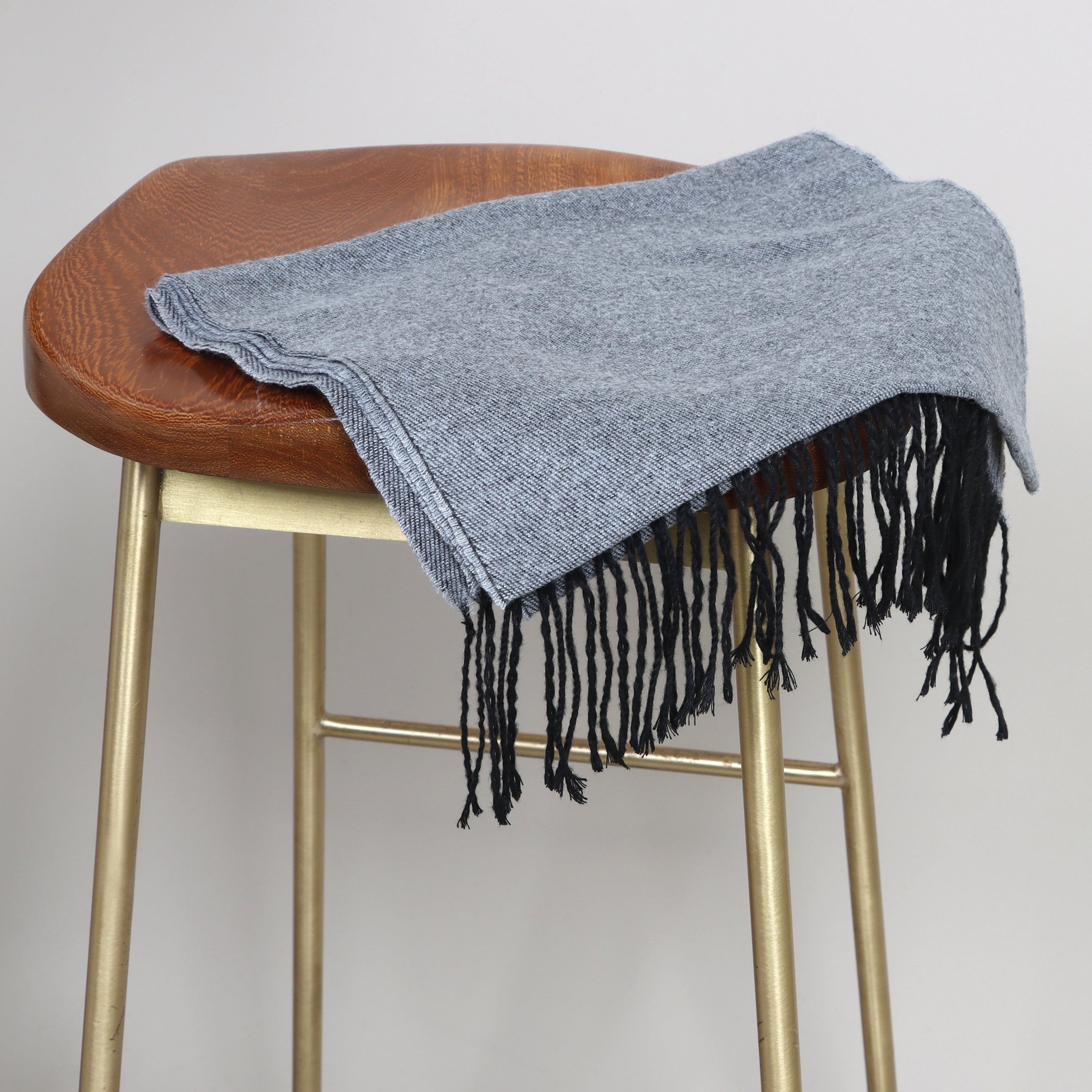 Subtle Sophistication: Light Grey Twill Wool Scarf