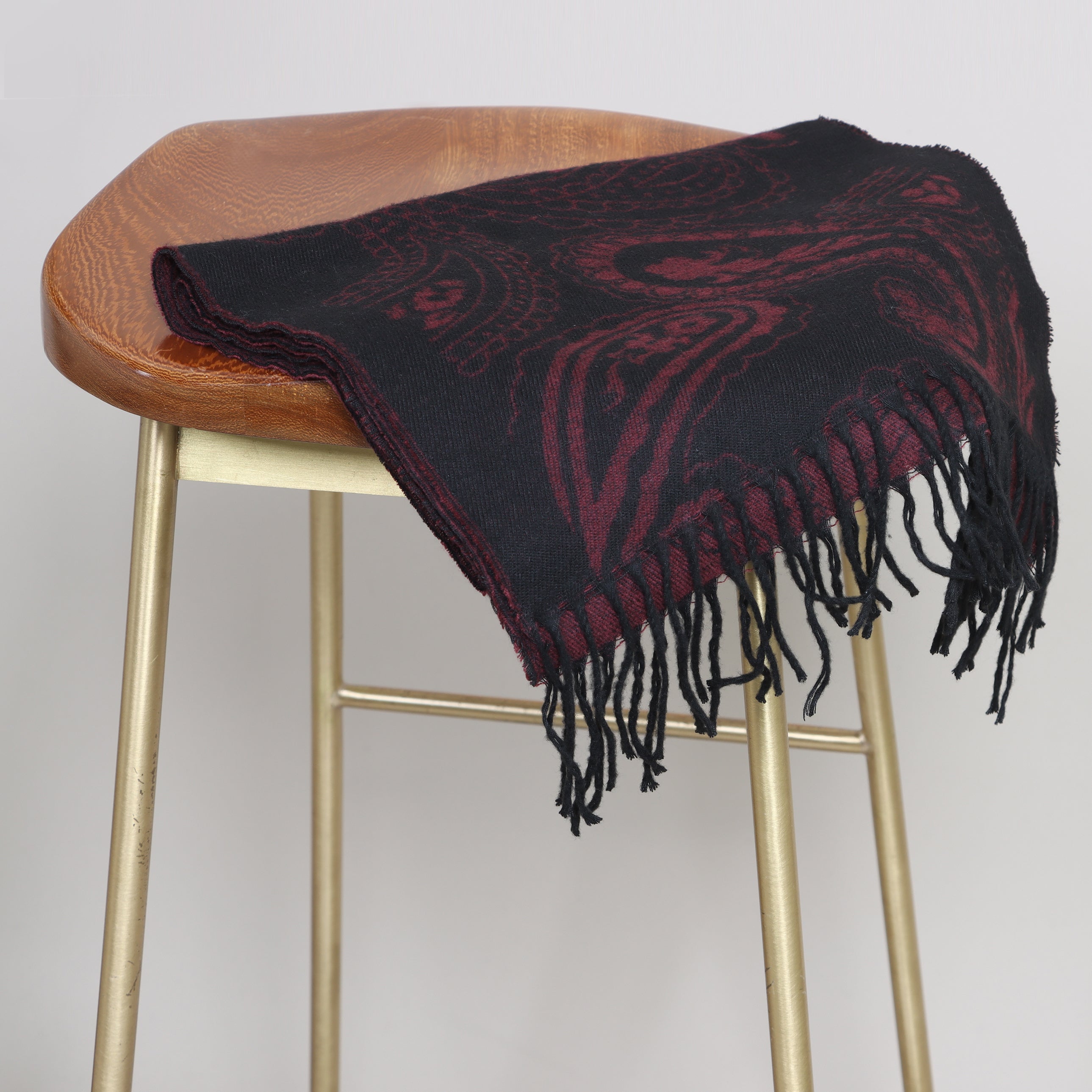 Black Beauty: Bordeaux Paisley Wool Scarf