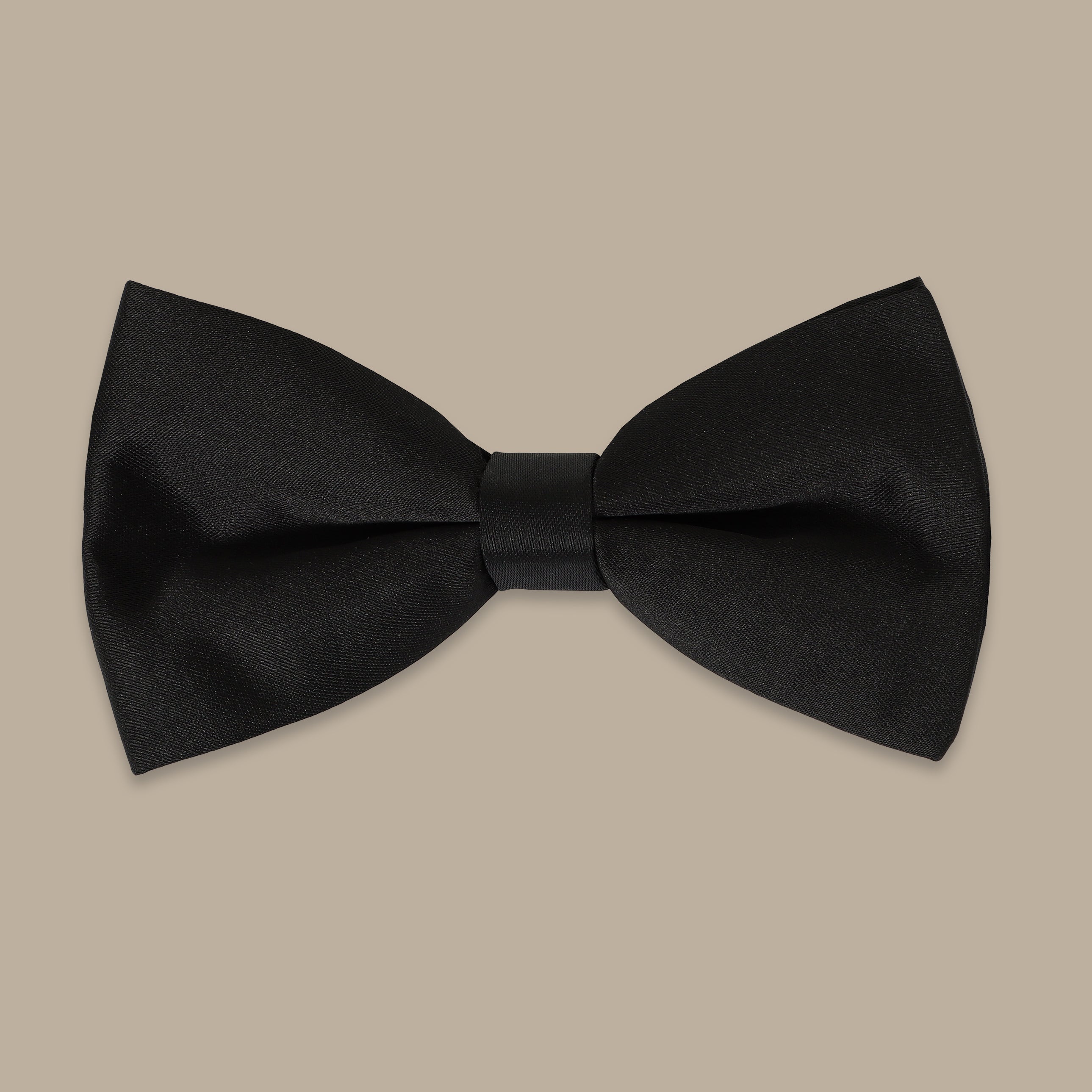 Small Plain Black Satin Bowtie