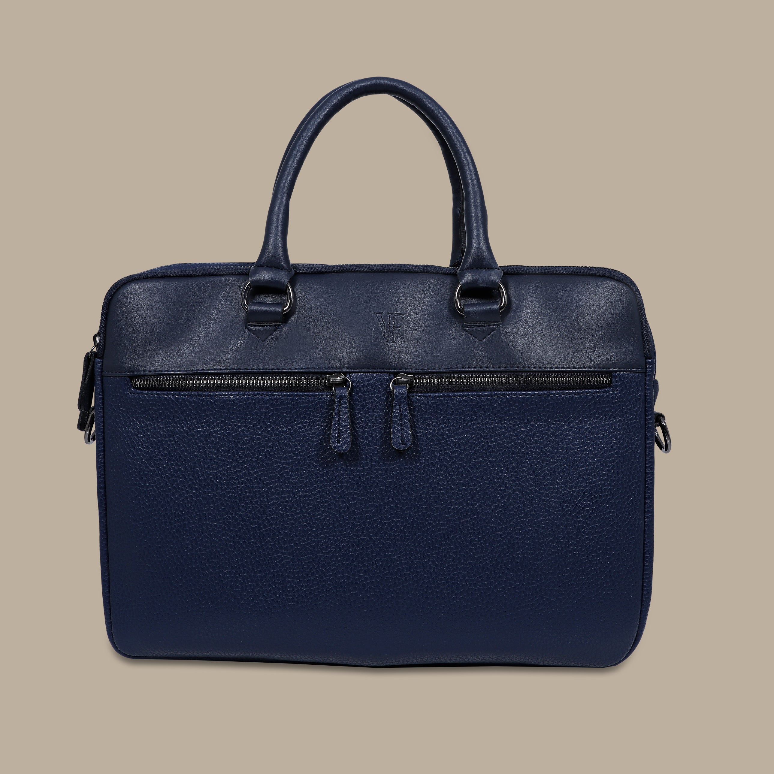 Navy Laptop Bag with 3 Zippers: Versatile Storage for the On-the-Go Professional