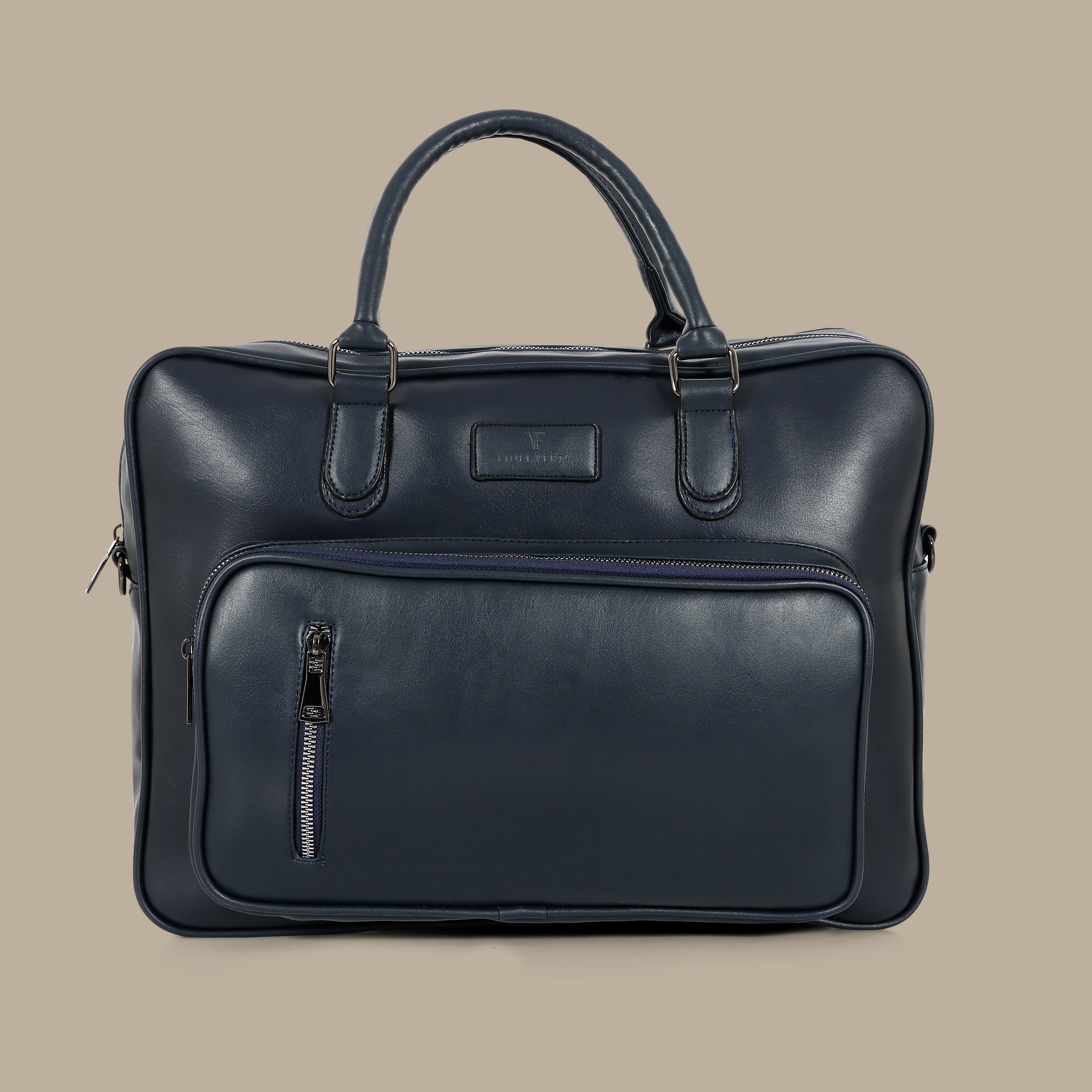 Refined Navy Leather Laptop Bag