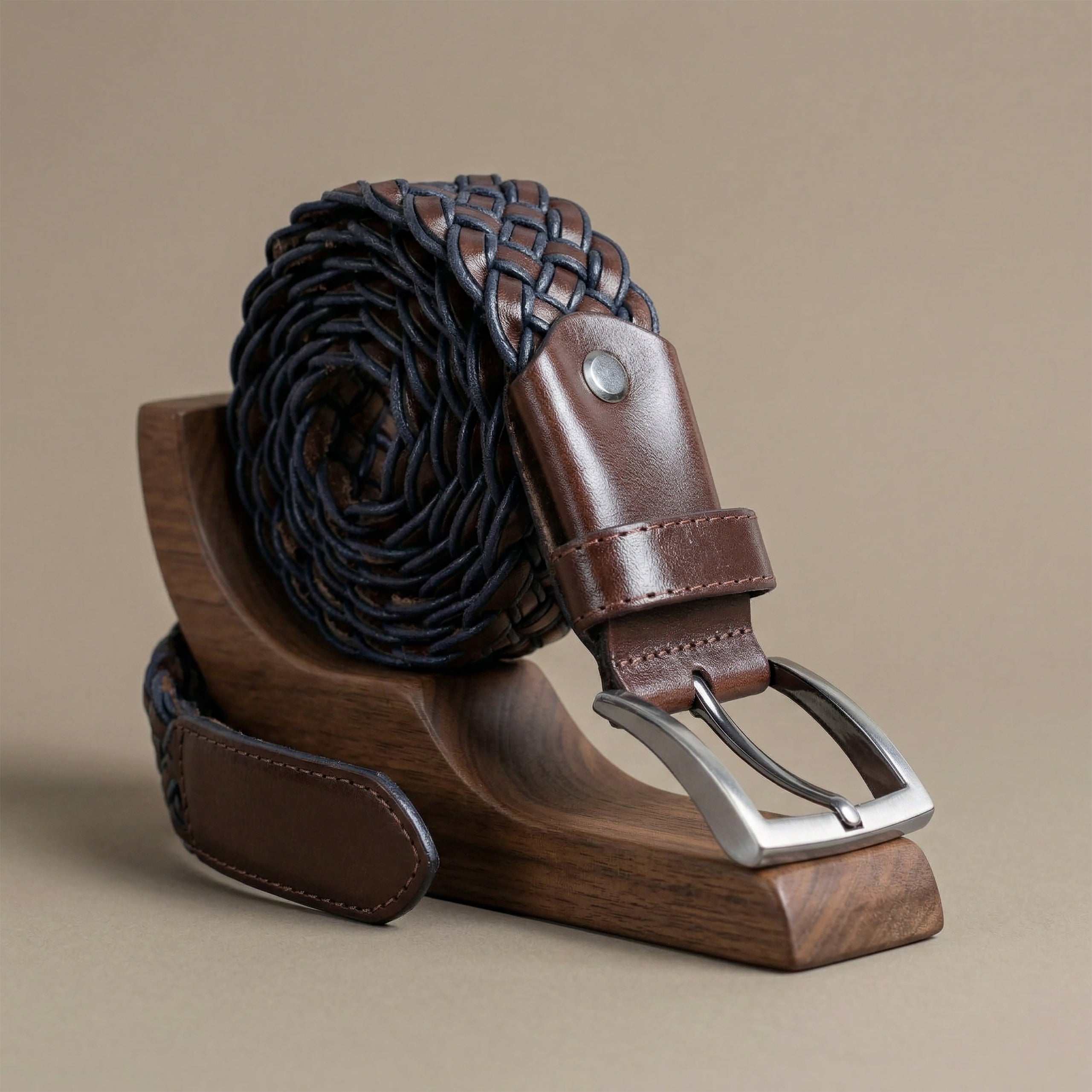 Casual Navy Braided Belt