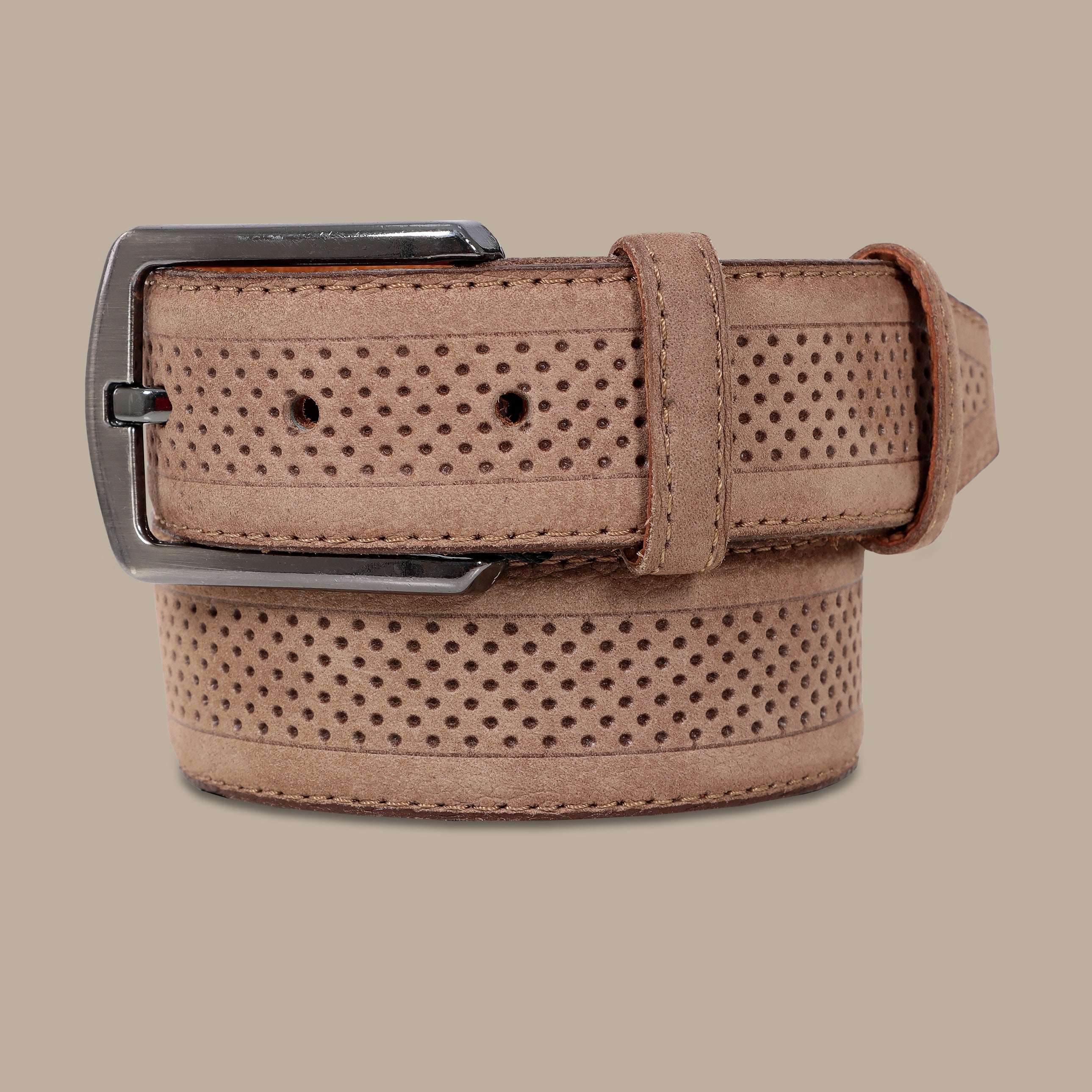 Textured Sophistication: Beige Structured Casual Belt