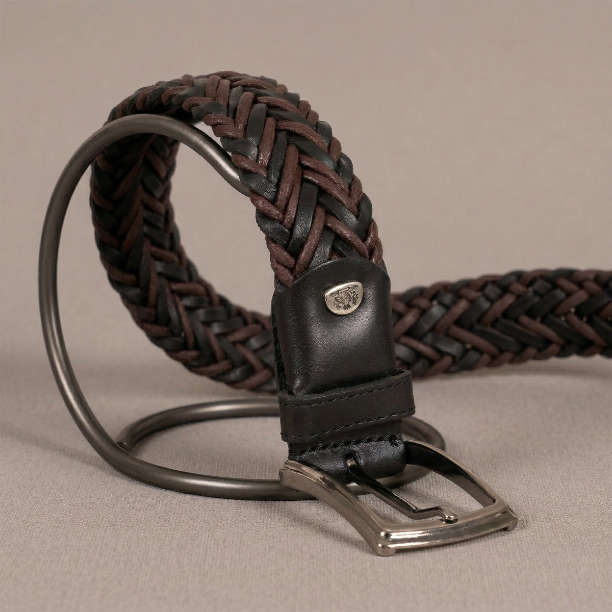 Braided Slim Brown & Black Belt