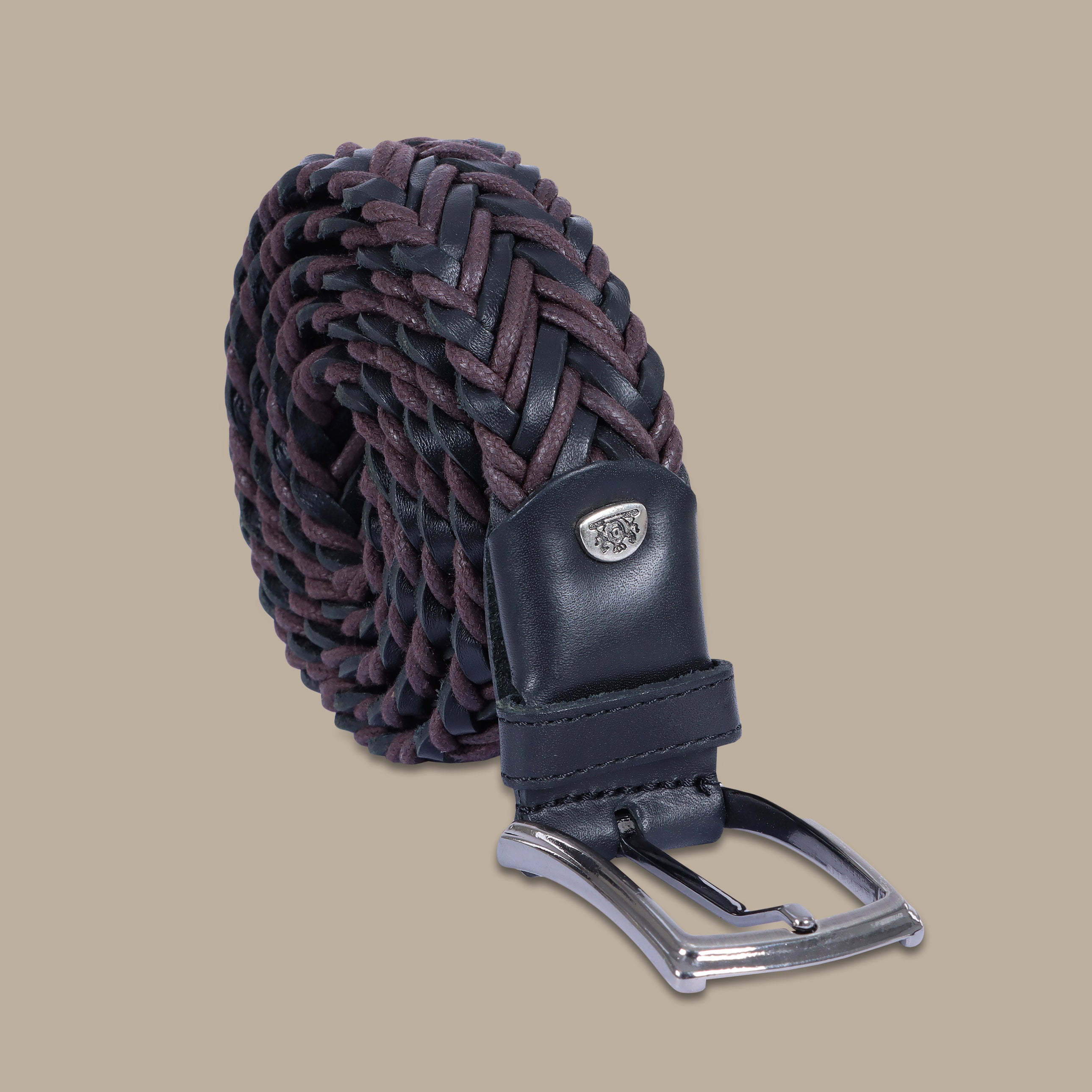 Braided Slim Brown & Black Belt