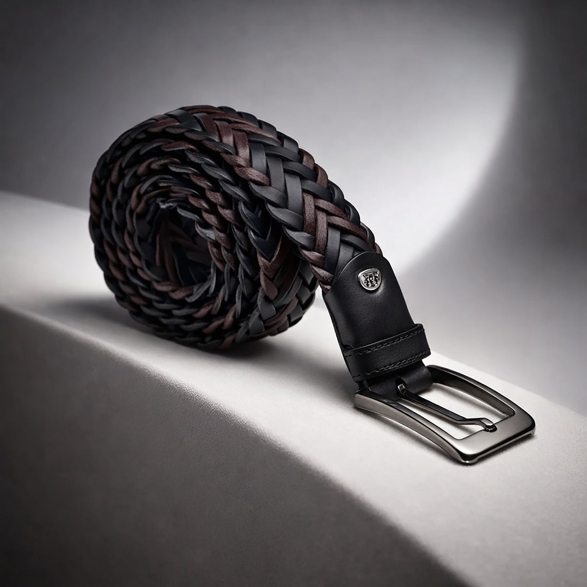 Black Beauty: Wide Braided Brown Leather Belt