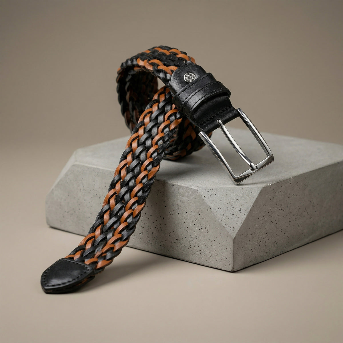 Havan Nights: Black Braided Leather Belt