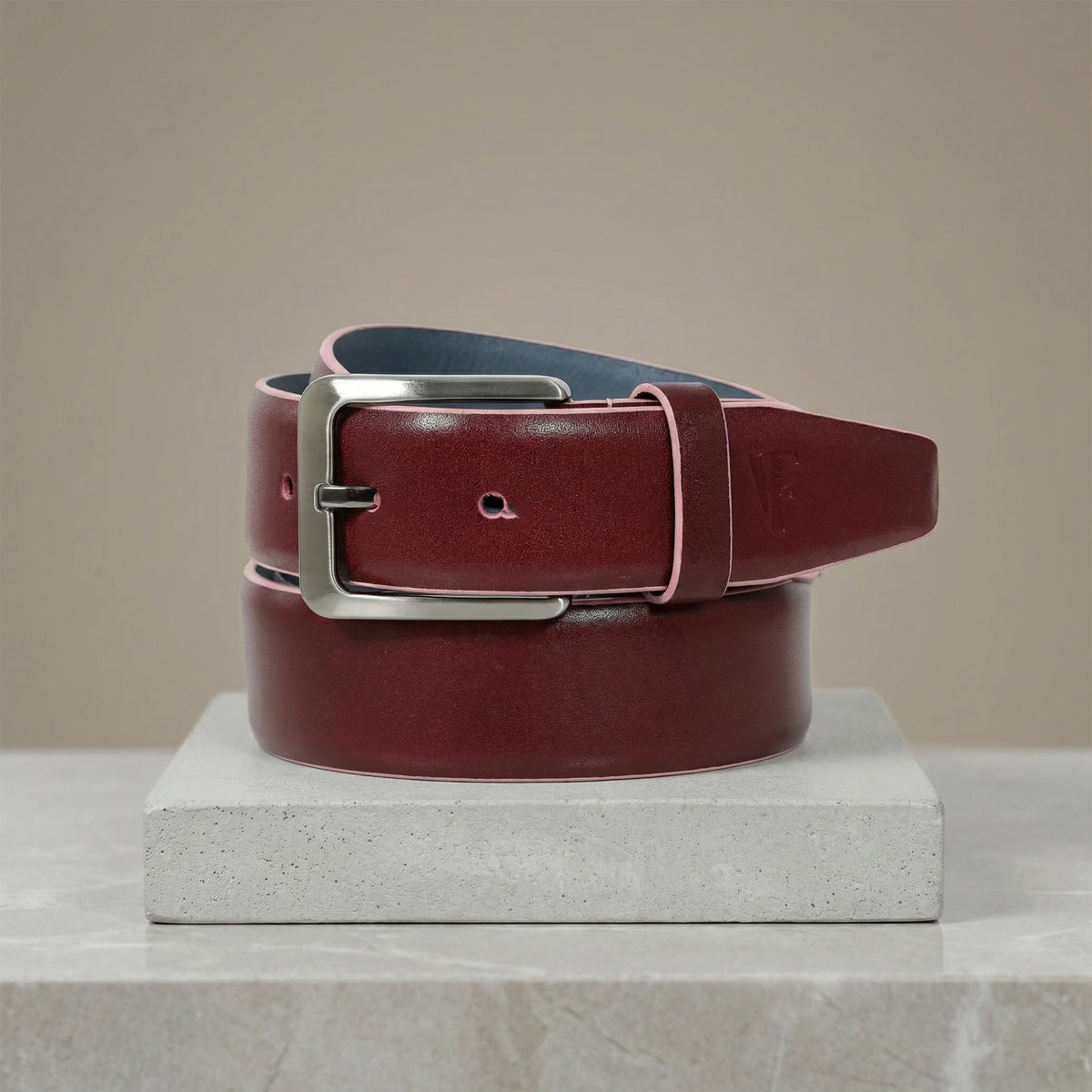 Burgundy Chic: Nubuck Leather Basic Belt for Effortless Elegance
