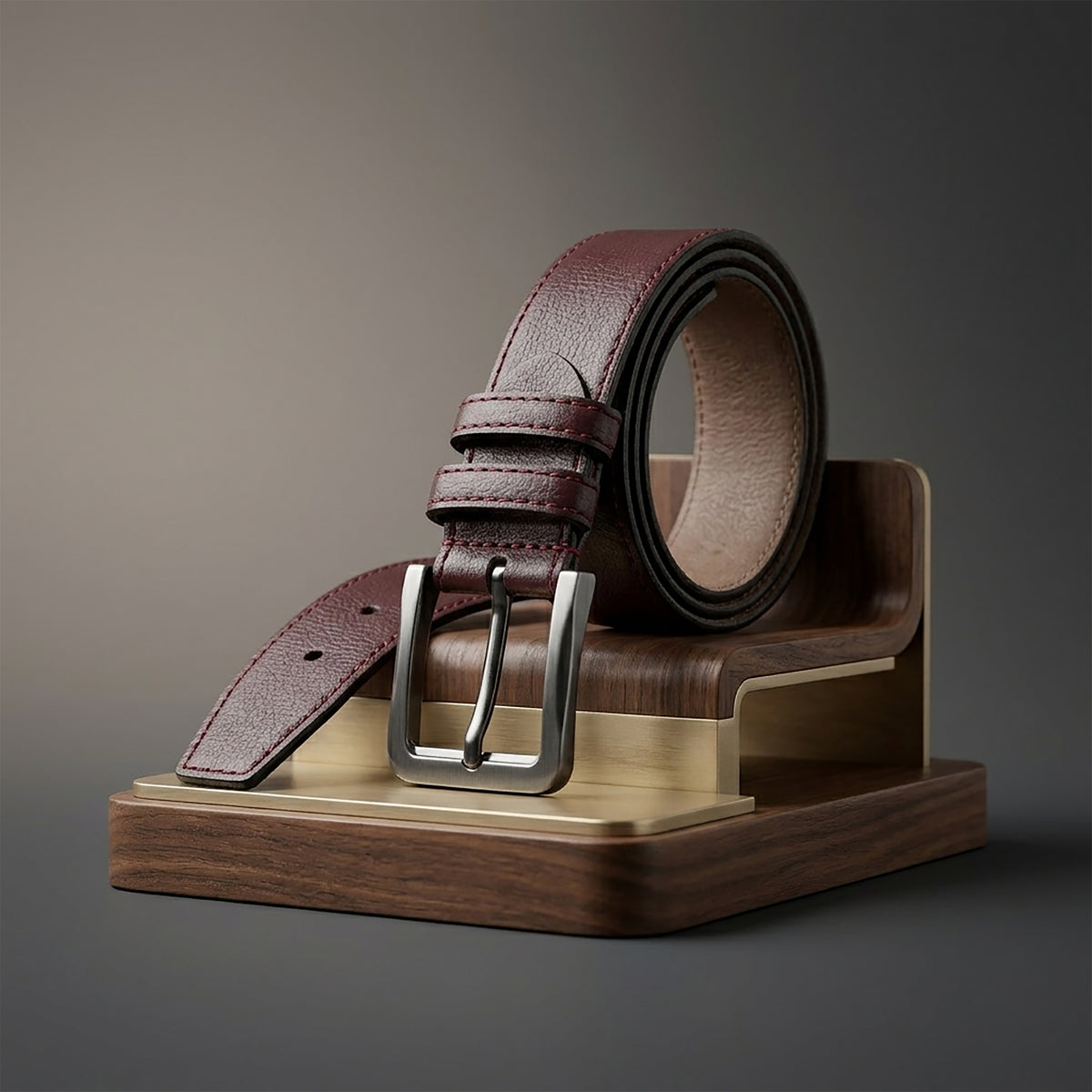 Burgundy Elegance: PU Plain Classic Belt in Timeless Hues