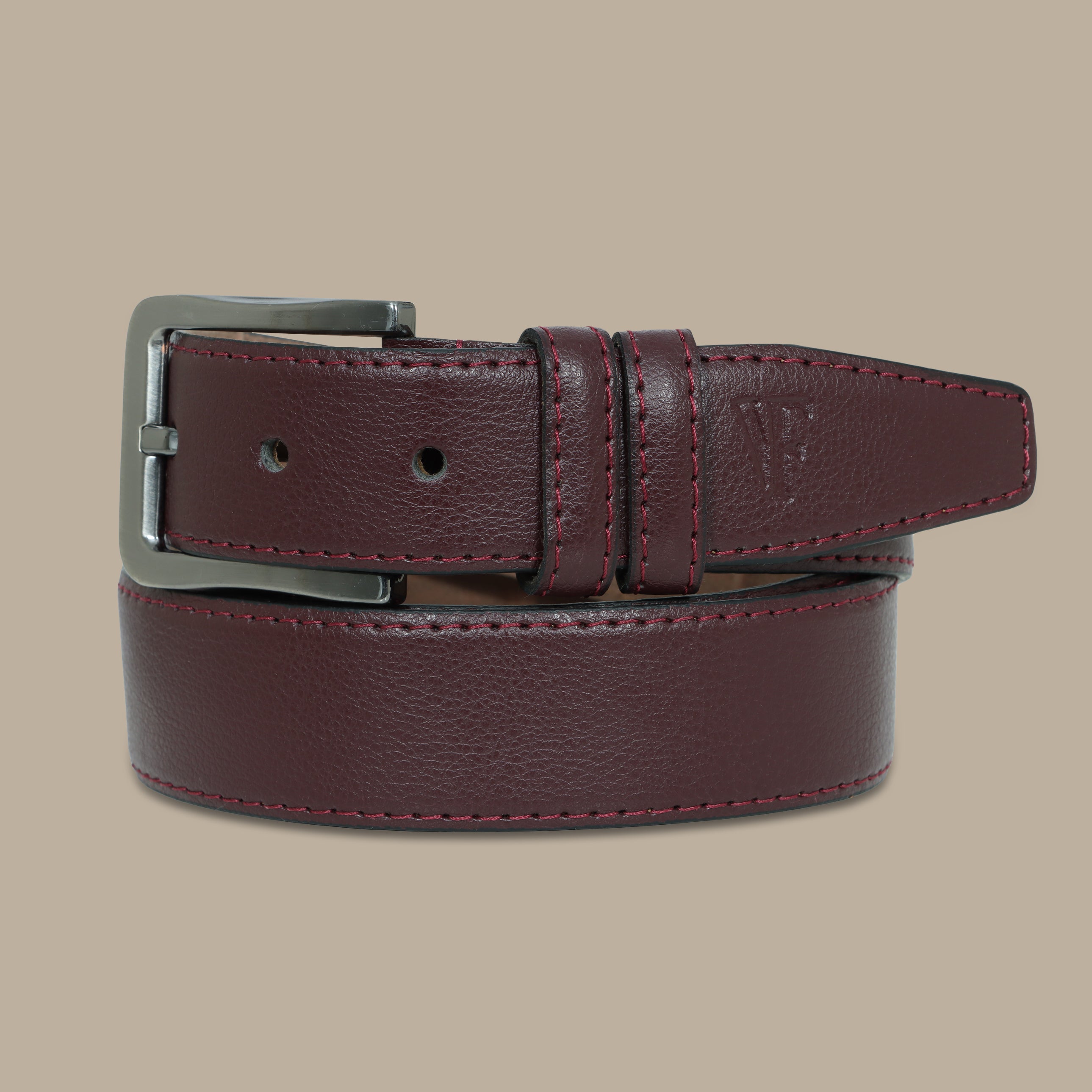 Burgundy Elegance: PU Plain Classic Belt in Timeless Hues