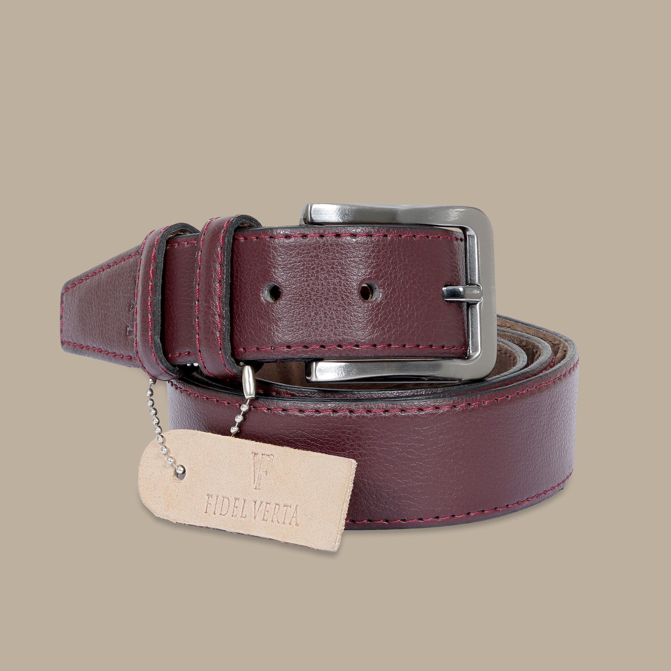 Burgundy Elegance: PU Plain Classic Belt in Timeless Hues