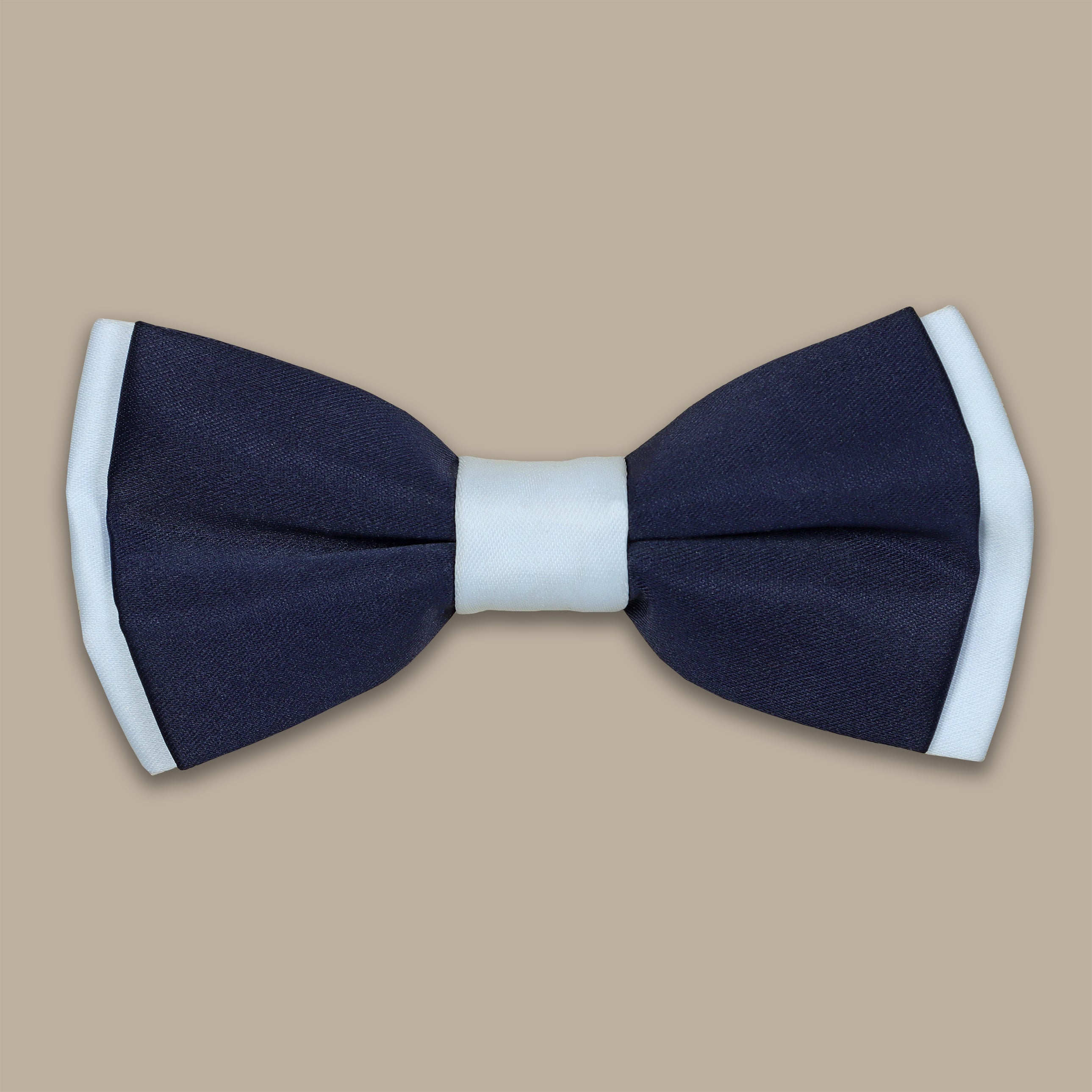 Navy Double Pleat Bow Tie