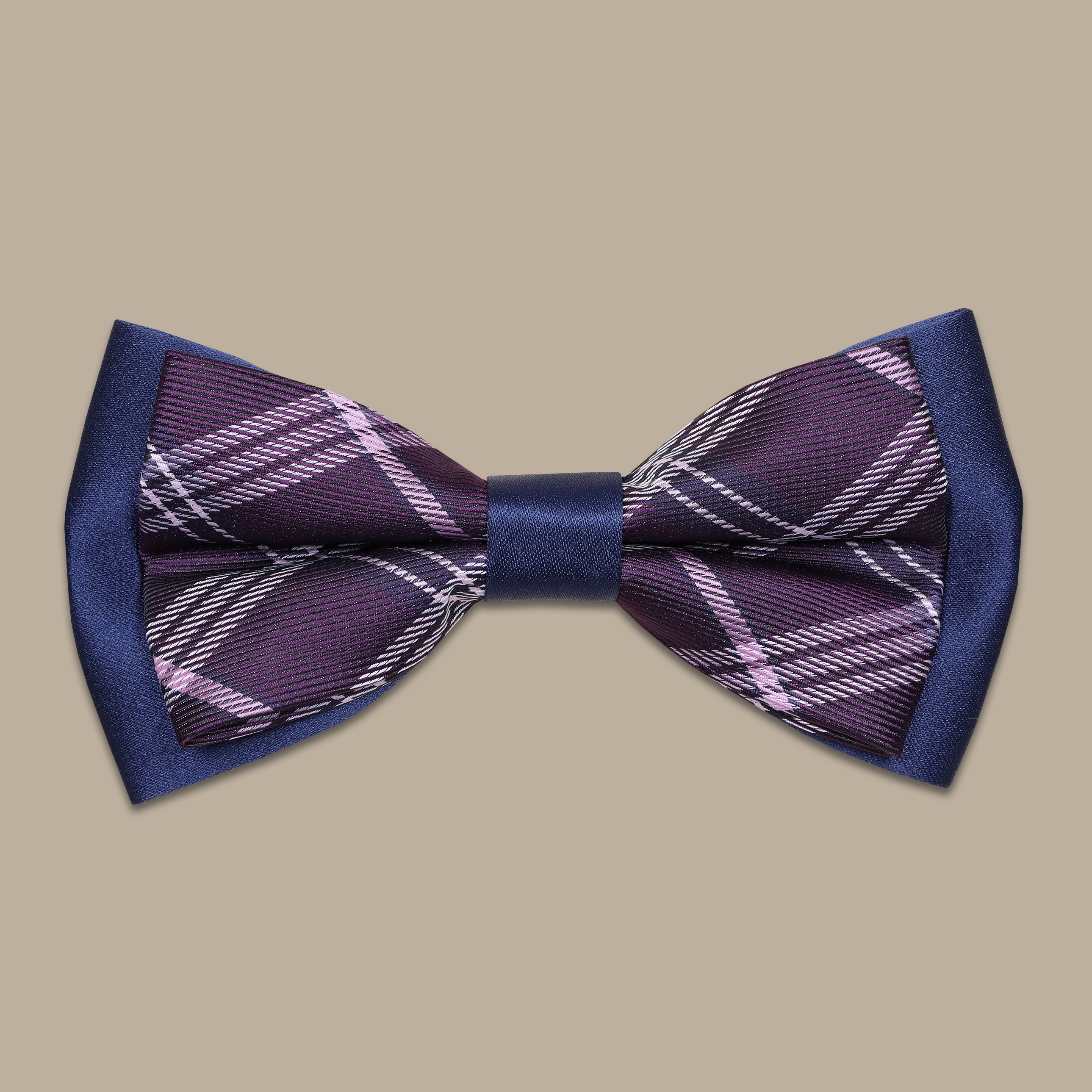 Navy Checks Double Navy Bowtie