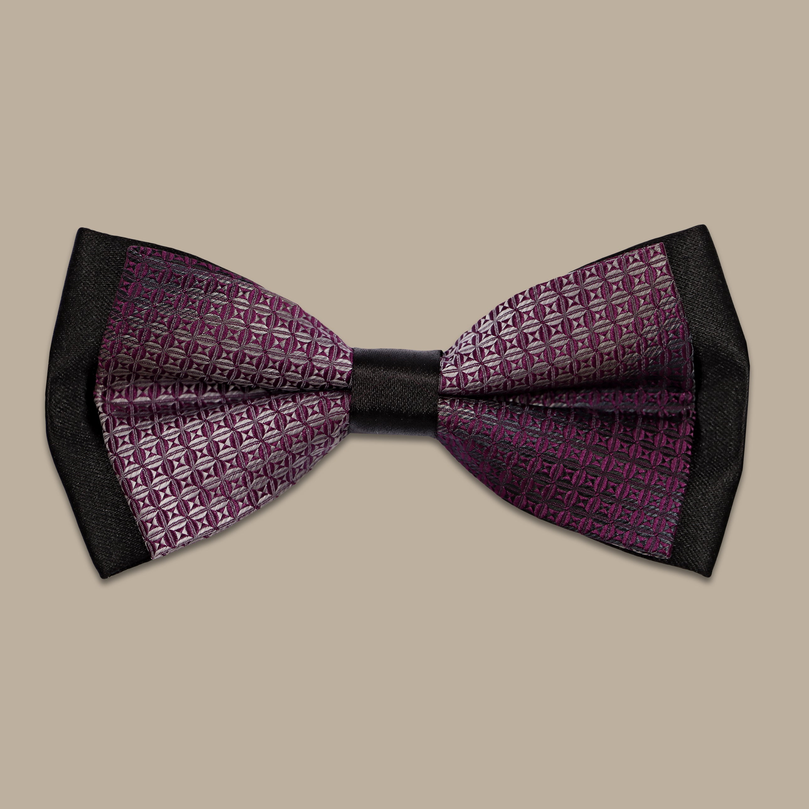 Checked Purple & Black Bowtie