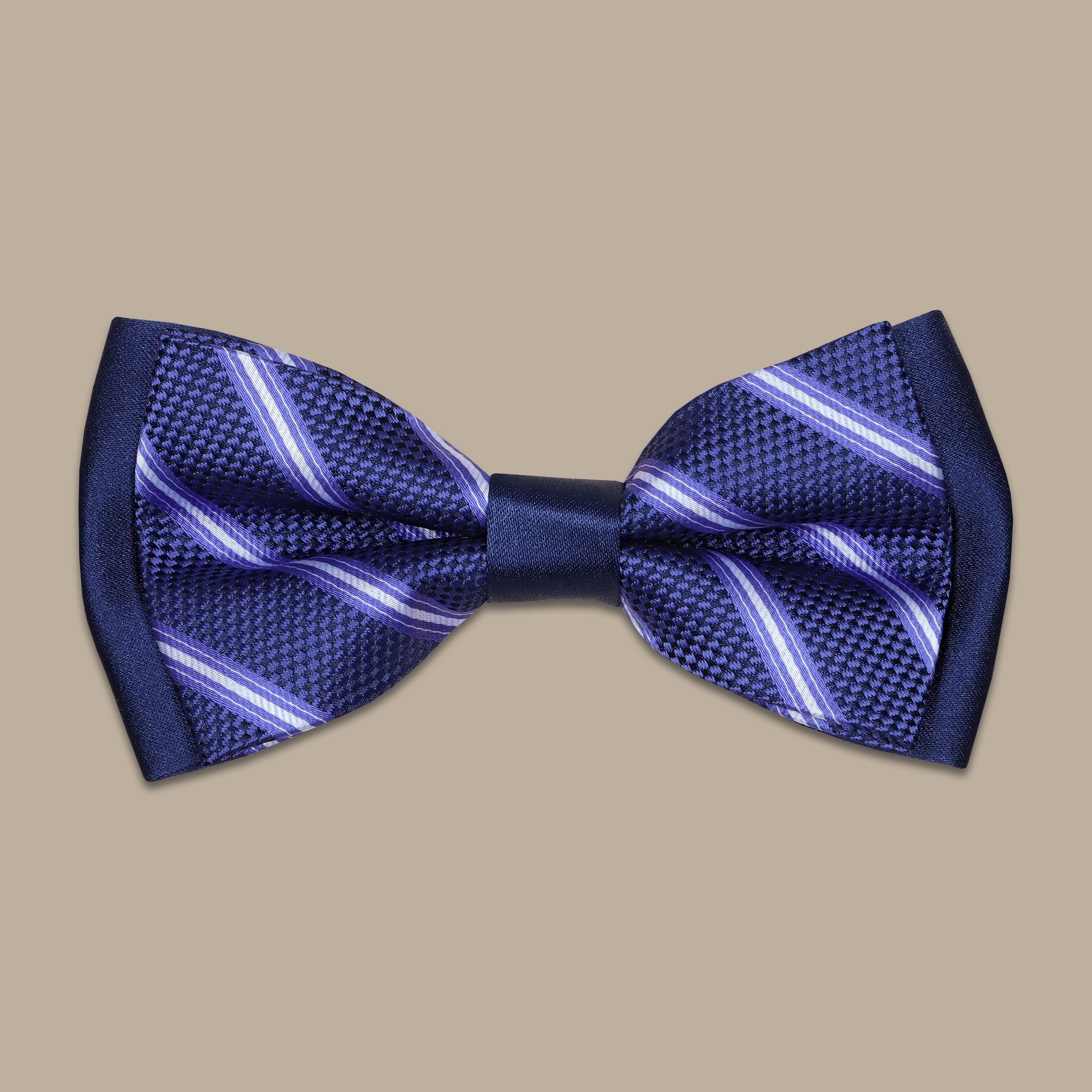 Blue & Navy Striped Bowtie