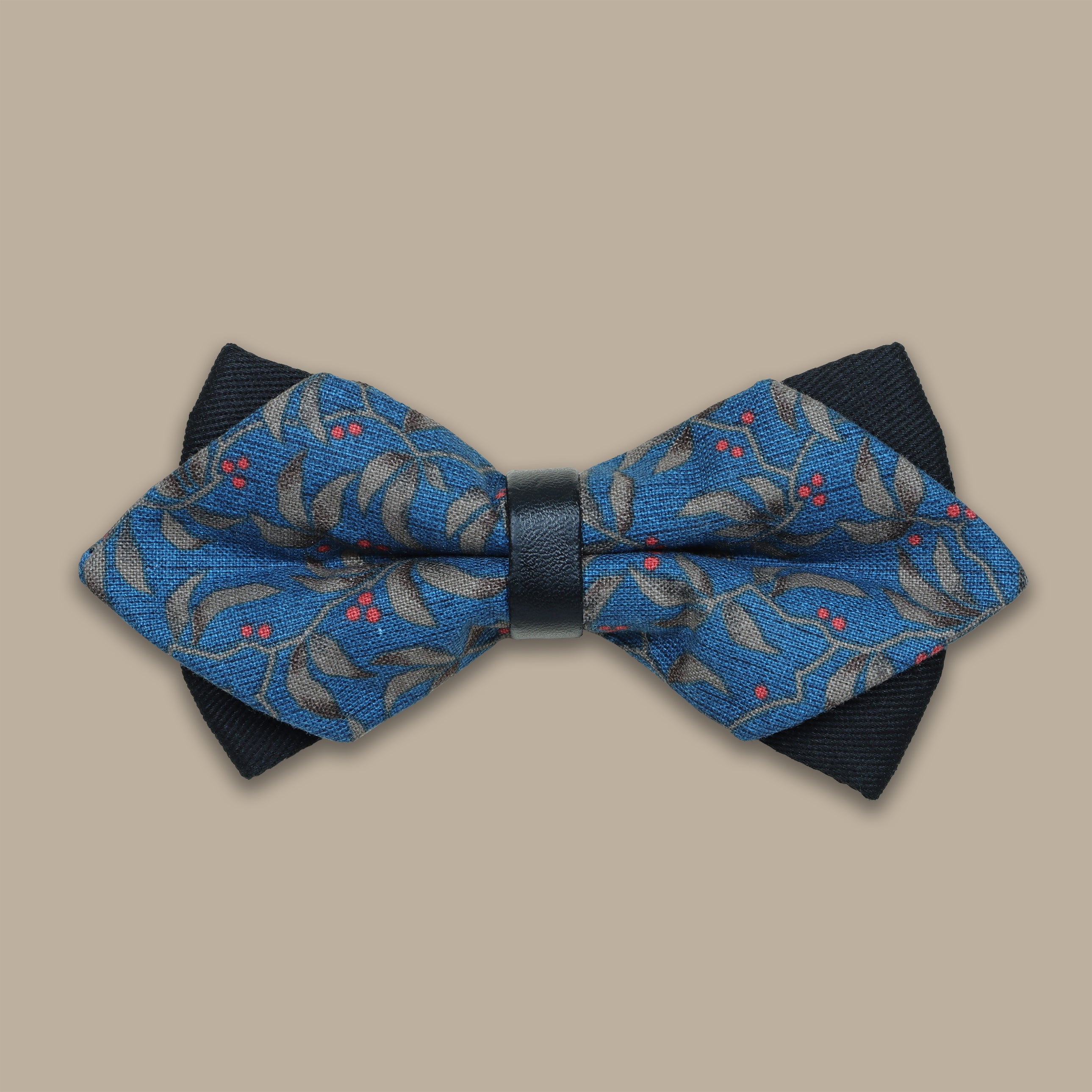 Petrol Print Black Bow Tie