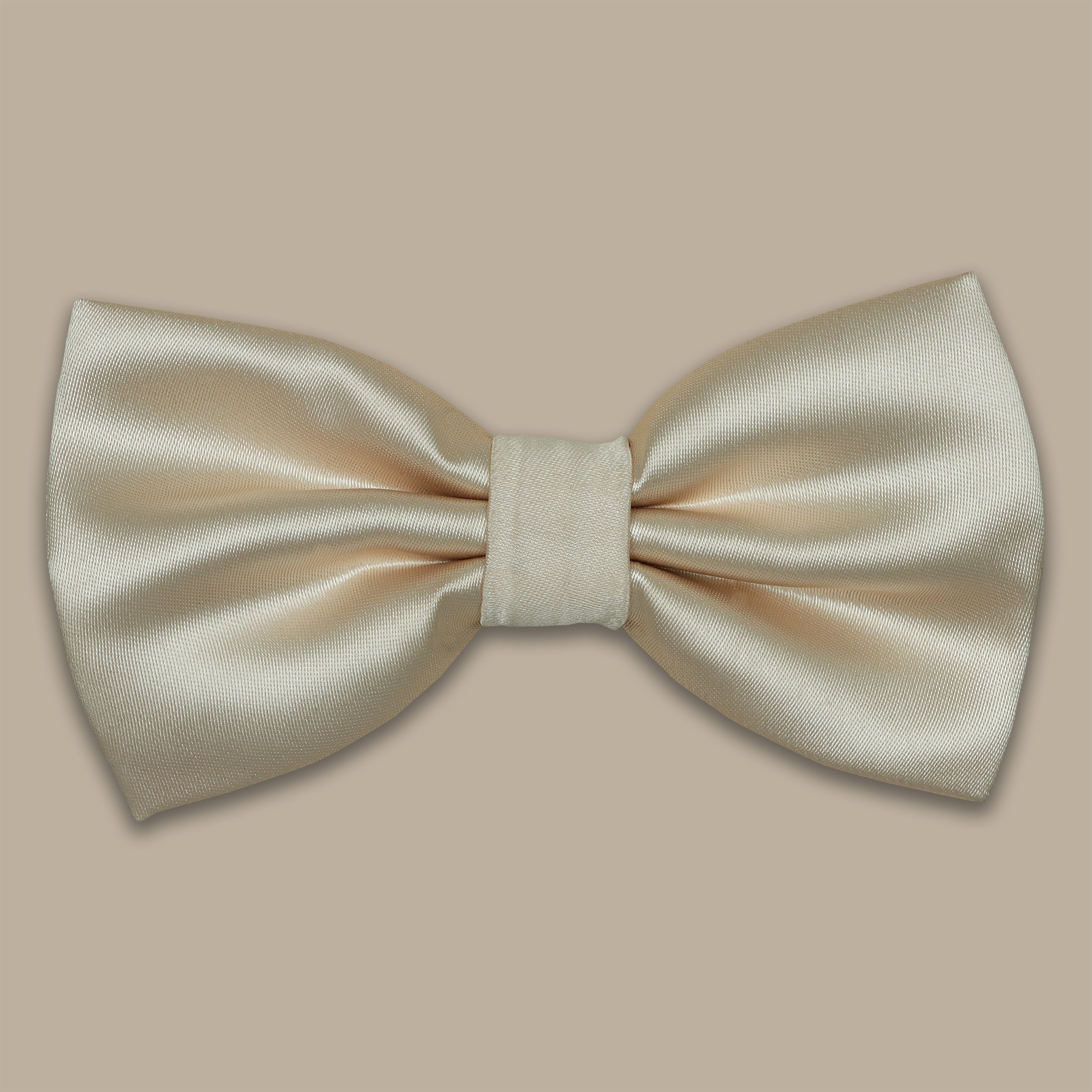 Beige Satin Bow Tie