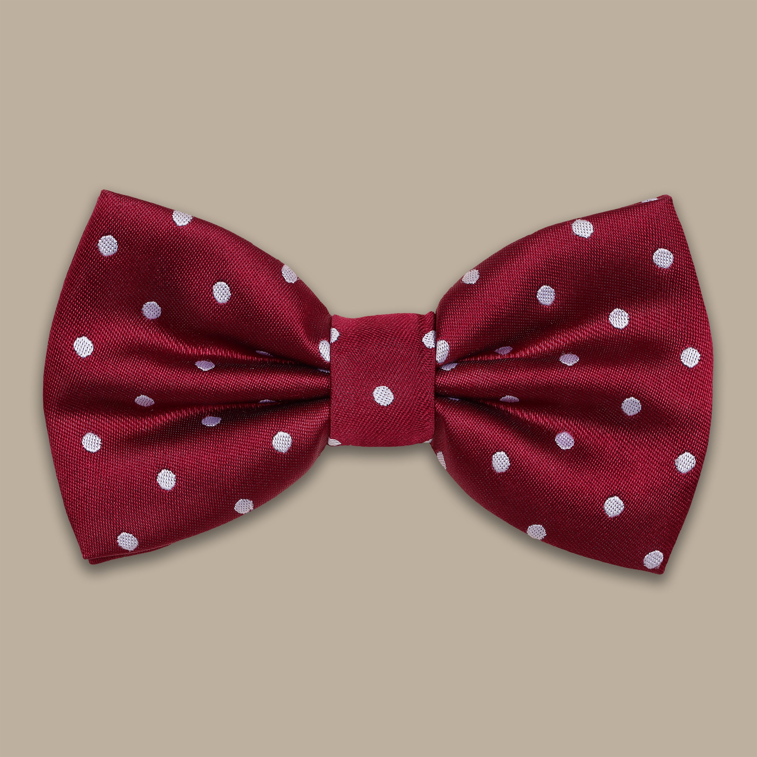 Burgundy & White Polka Dot Bow Tie