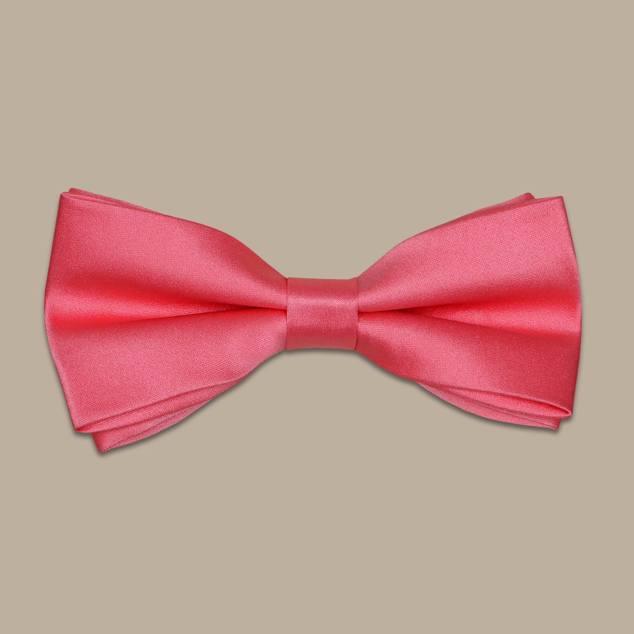 Coral Satin Plain Bowtie