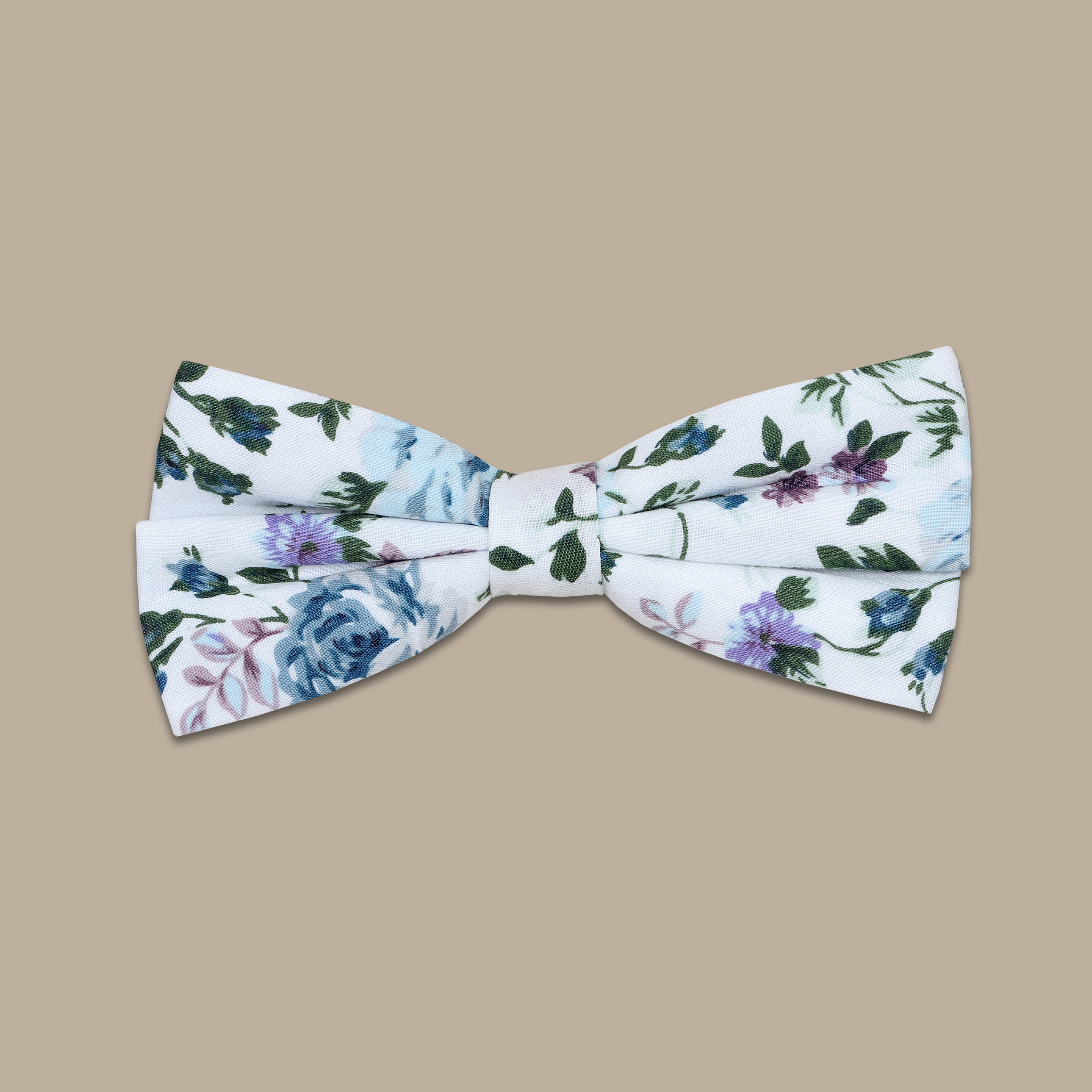 Petrol Flower print white bowtie