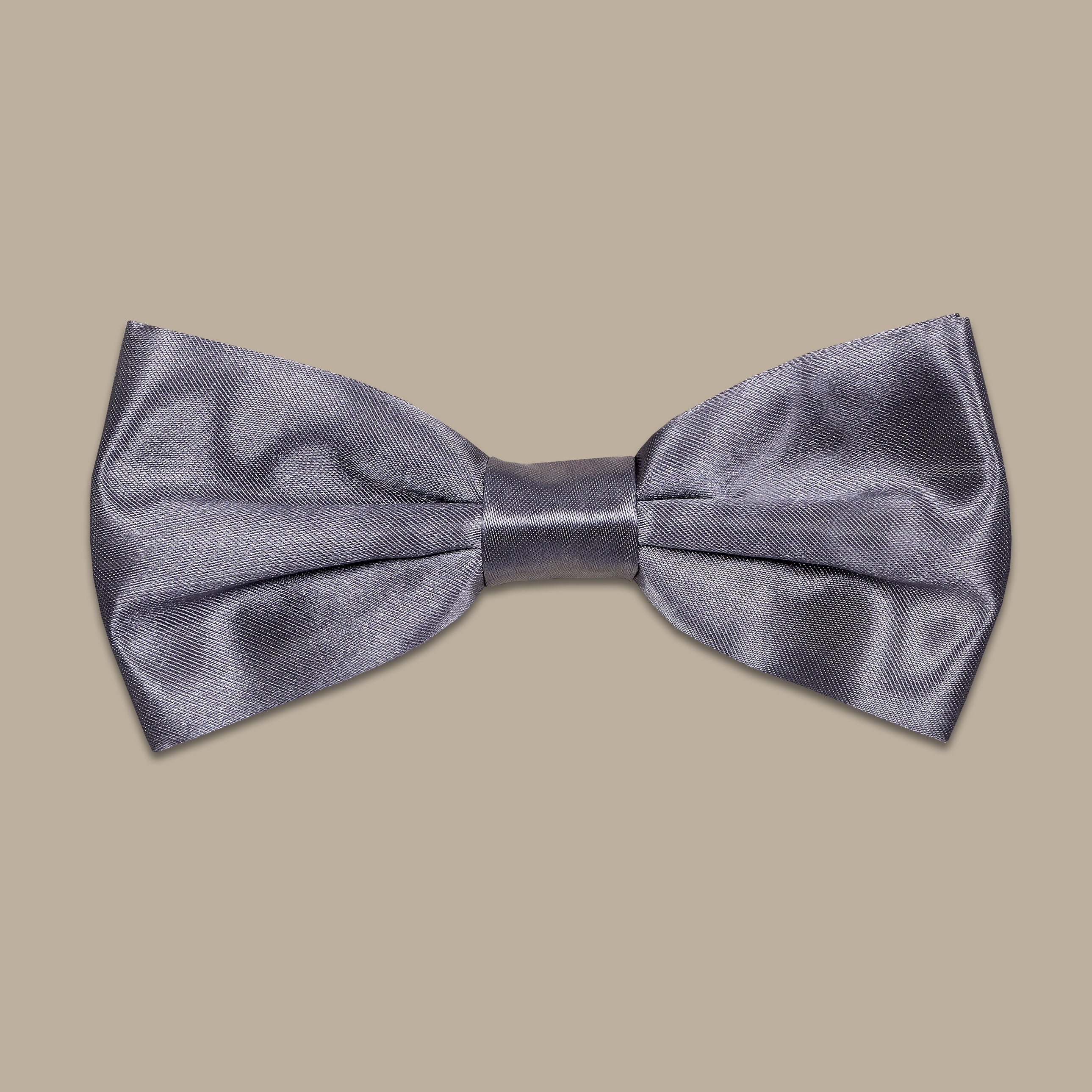 Dark Grey Plain Satin Bowtie