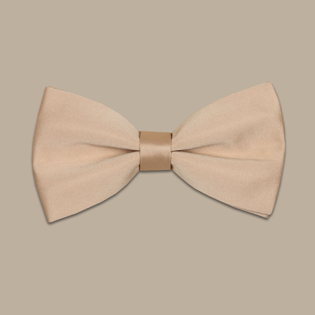 Beige Satin Small Plain Bowtie