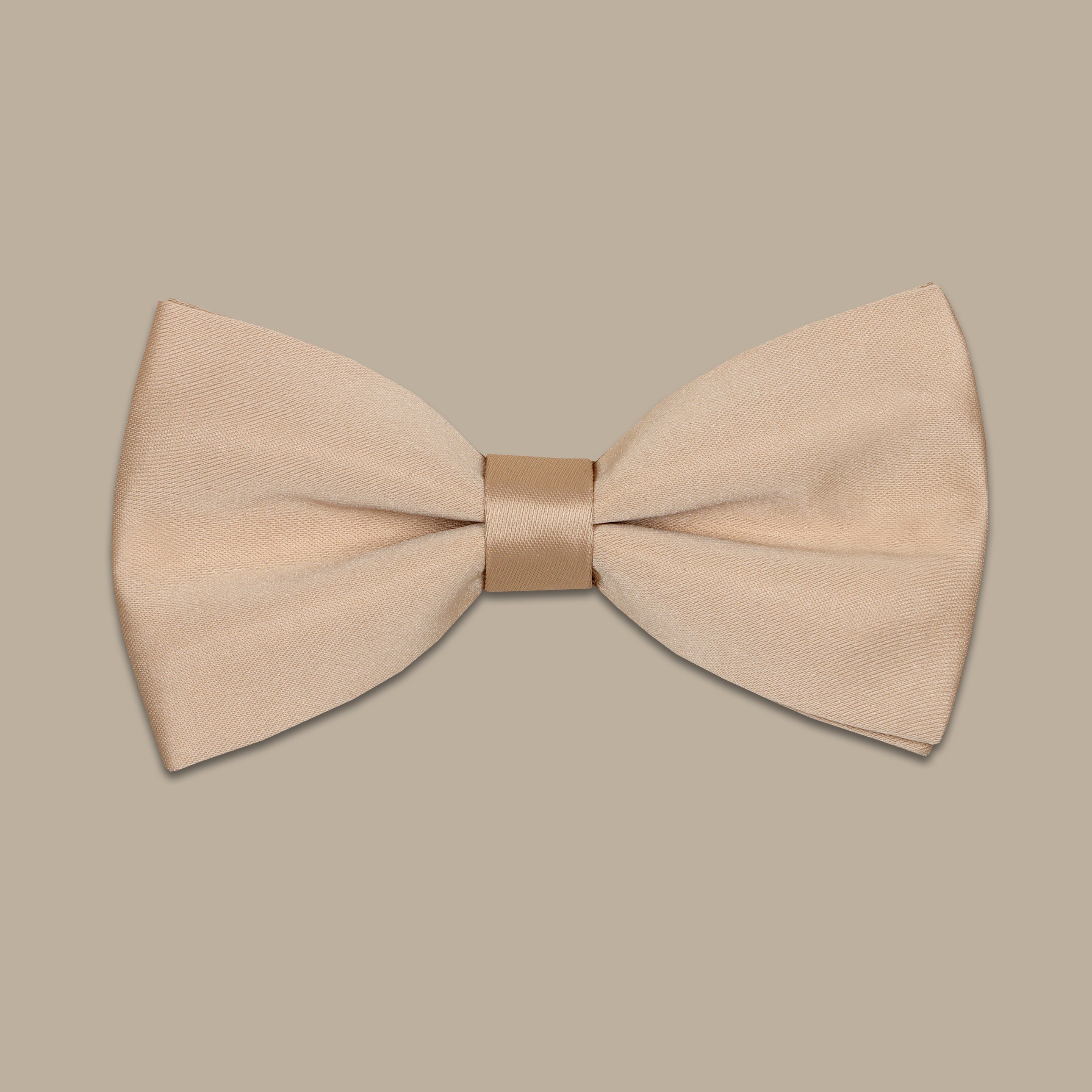 Beige Satin Small Plain Bowtie