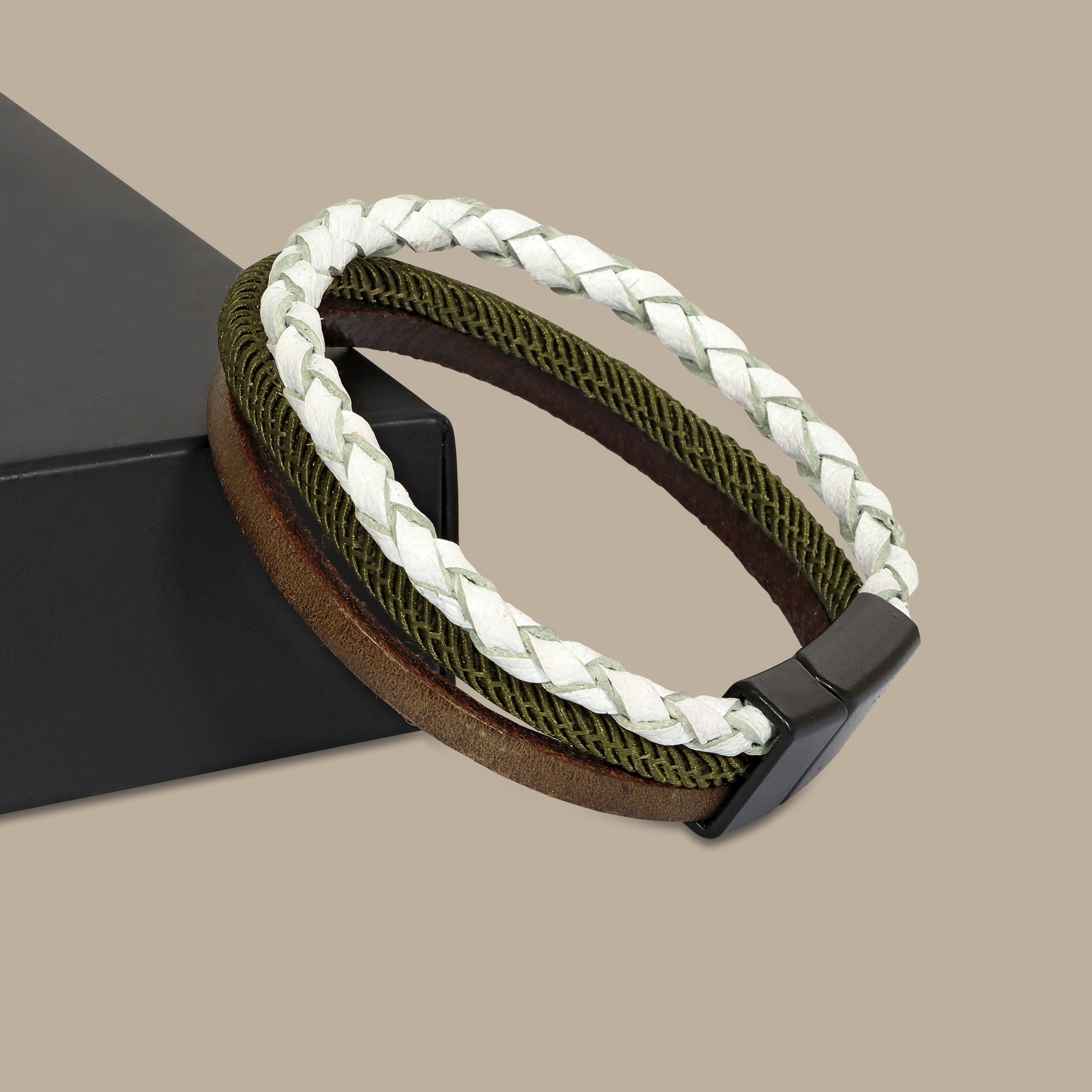 Green Triple Braided Beauty: 3-Layer Bracelet