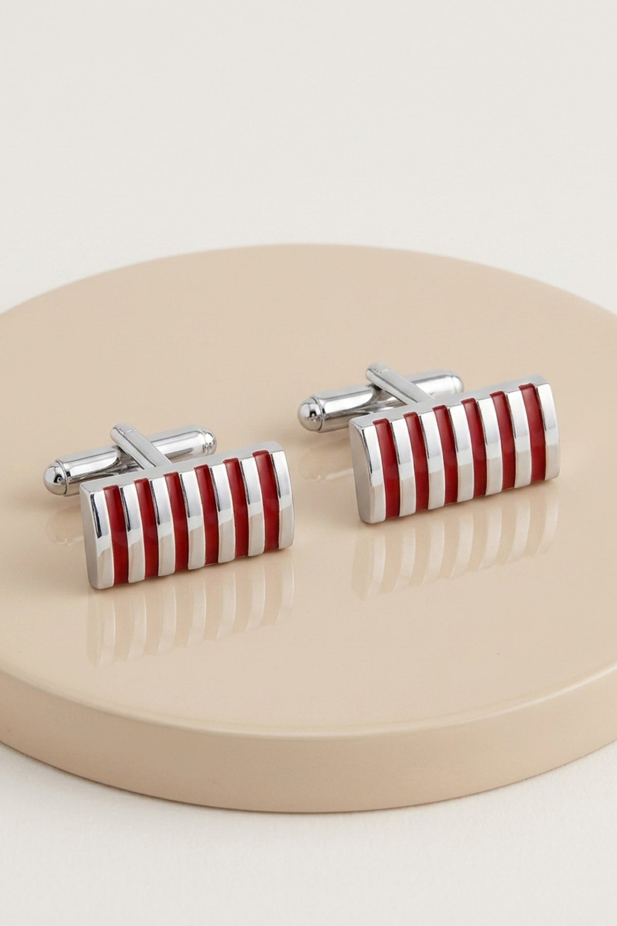 Silver Square Cufflinks with Two-Line Design