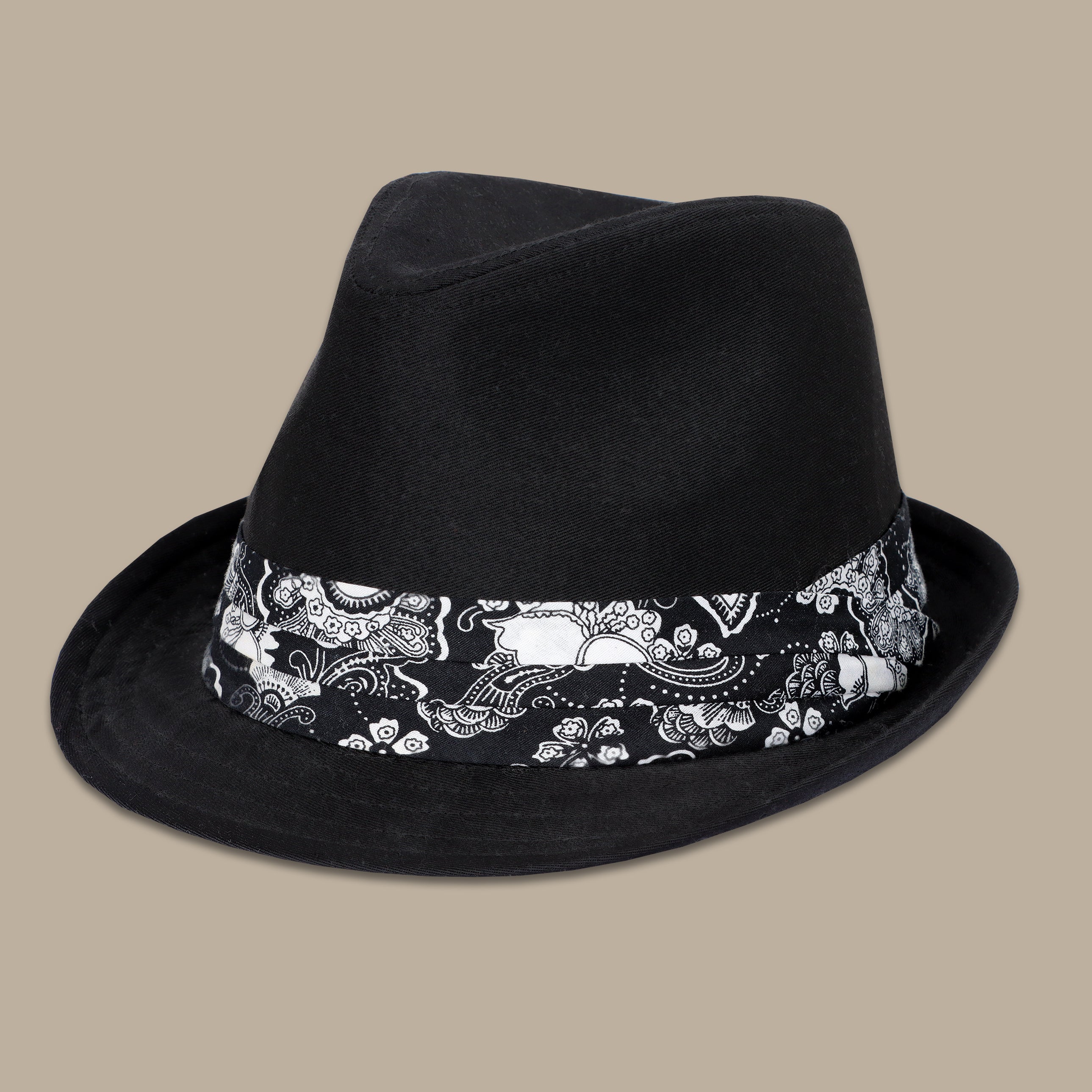 Black Cashmere Printed Hat