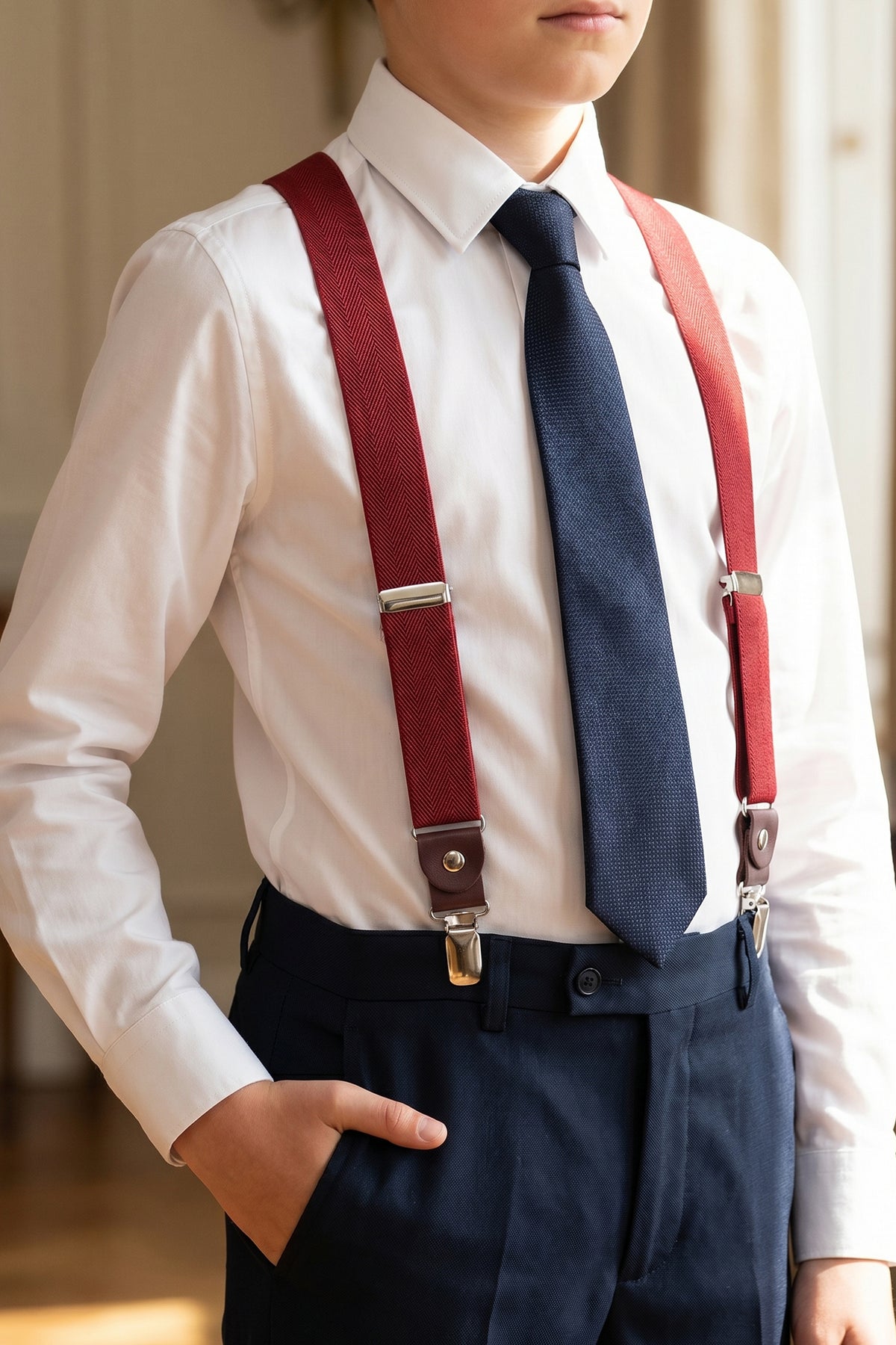 Basic Burgundy Suspenders for Kids