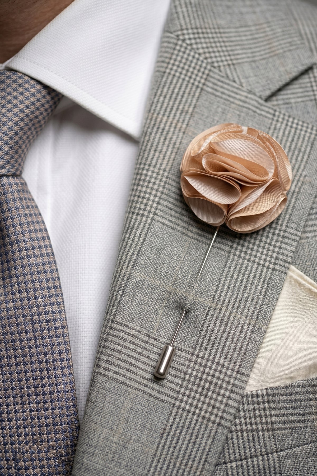 Beige Big Flower Pin