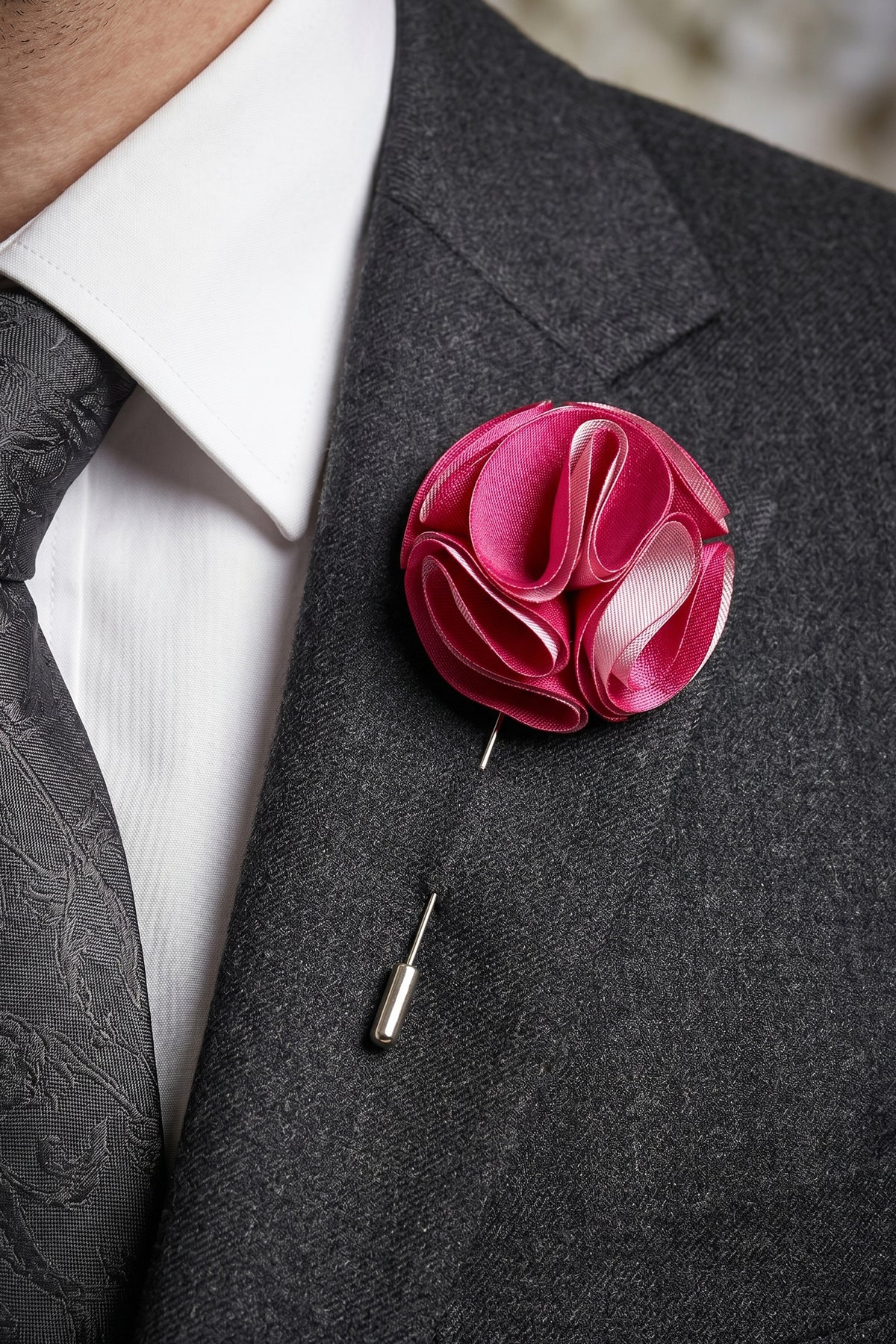 Purple Floral Pin with Oversized Bloom