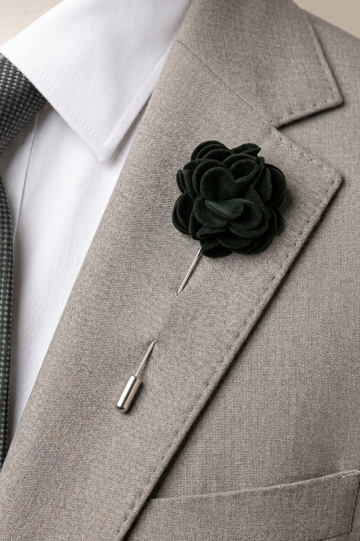 Velvet Green Flower Pin