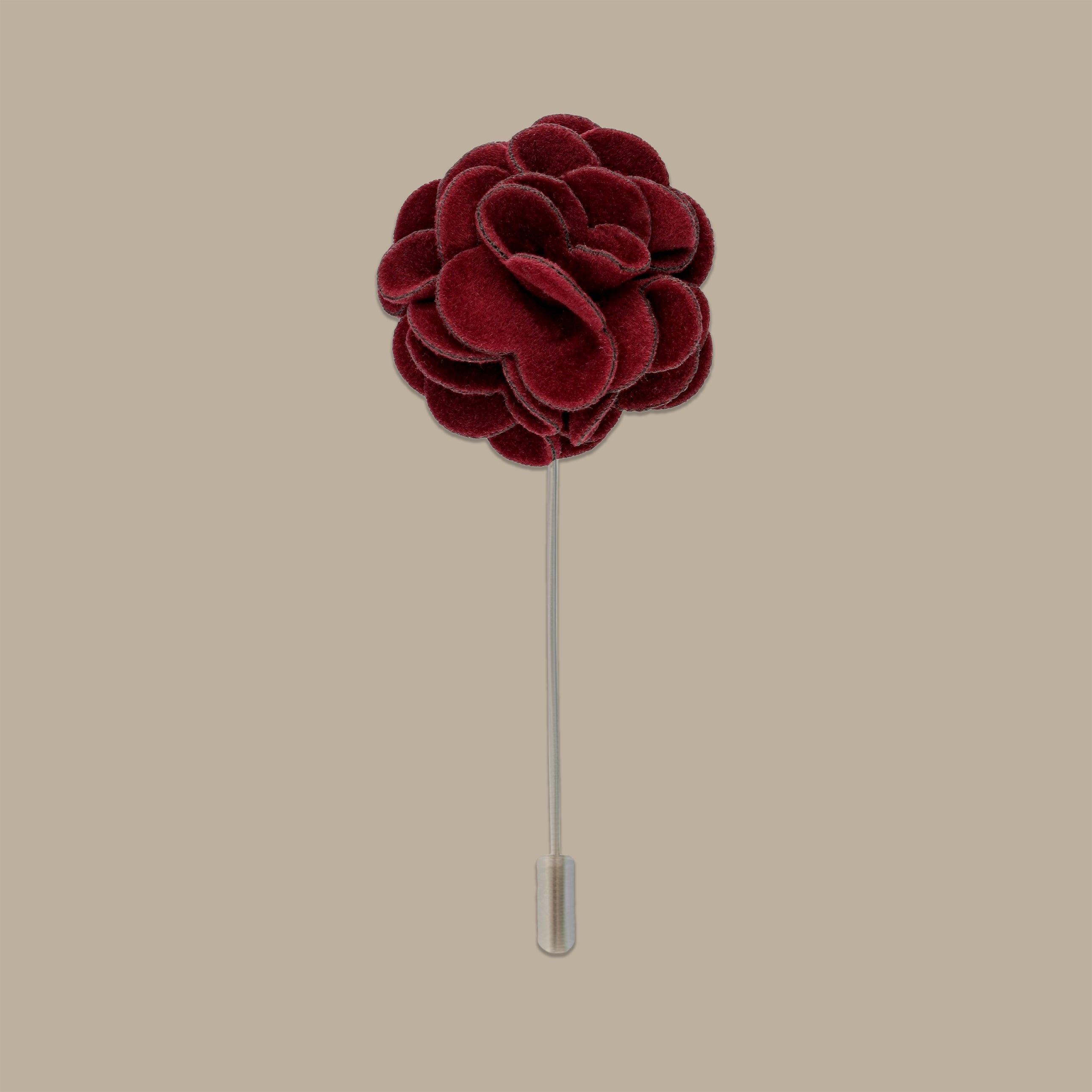 Burgundy Velvet Flower Pin