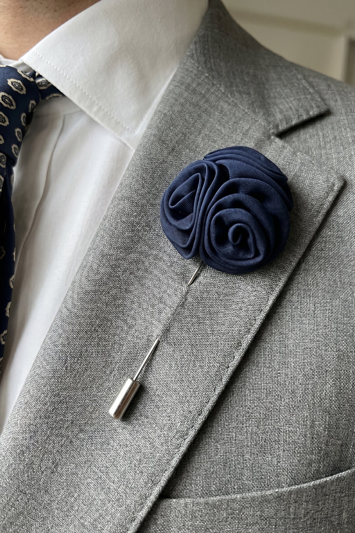 3 Navy Flowers Pin