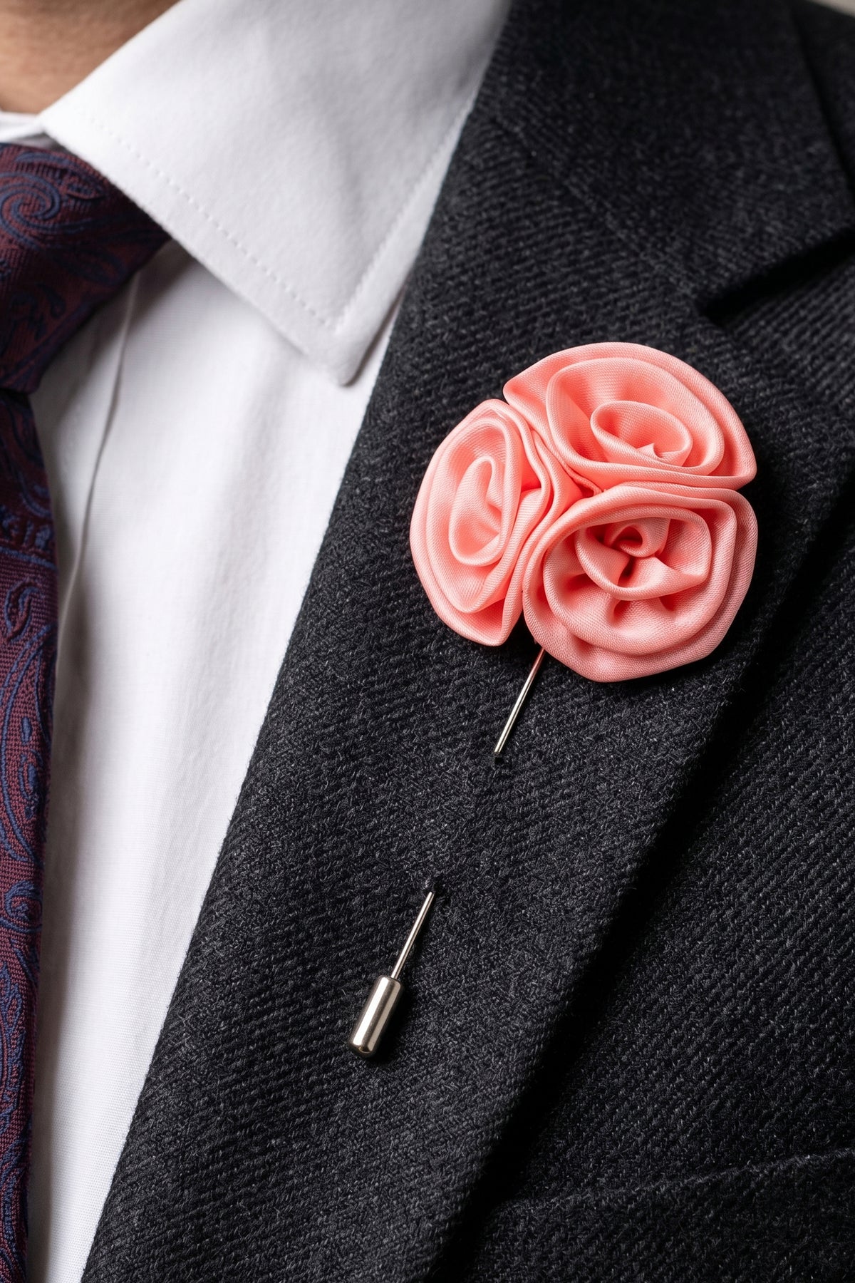 Pink Bloom Pin with Three Flowers