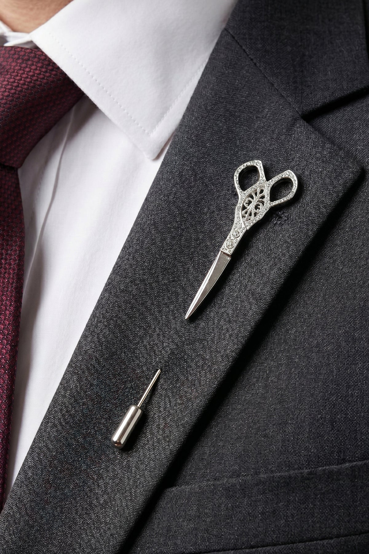 Silver Scissor Pin