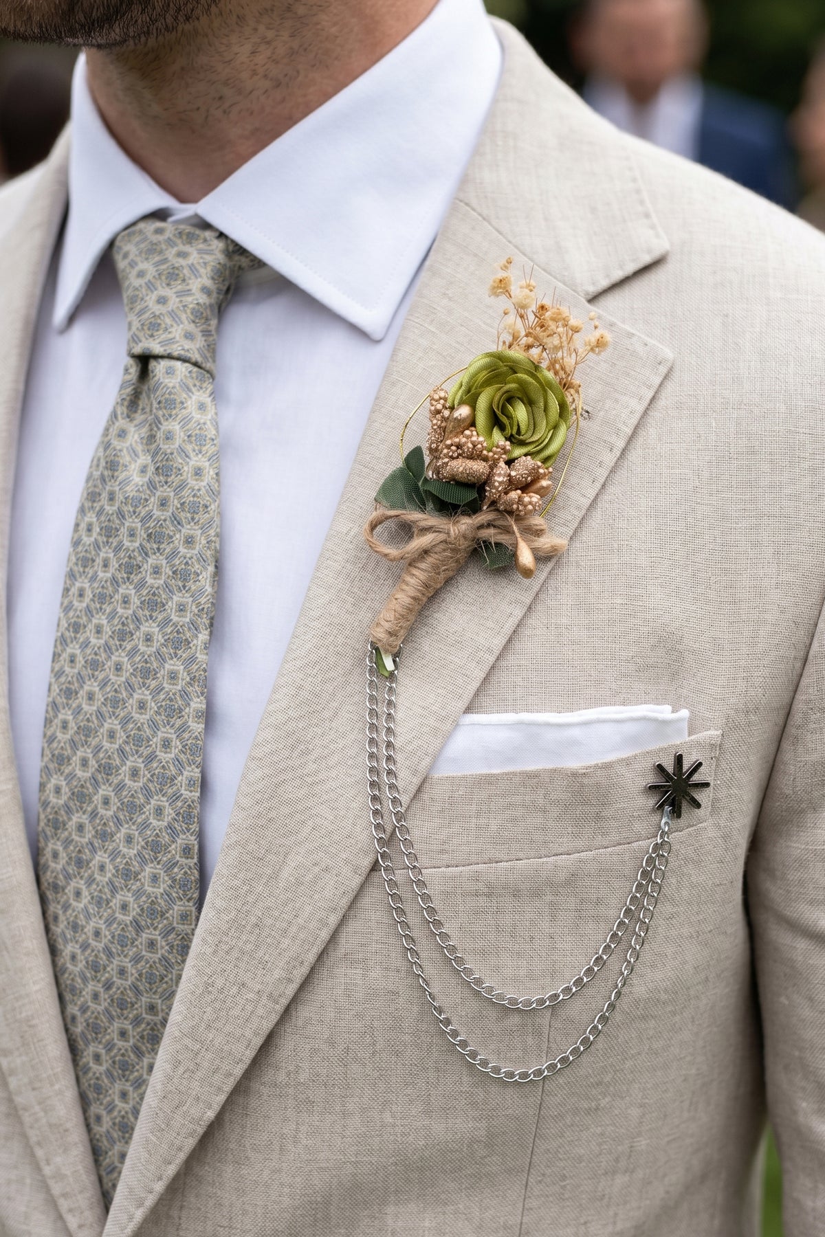 Light Green Flower Double Chained