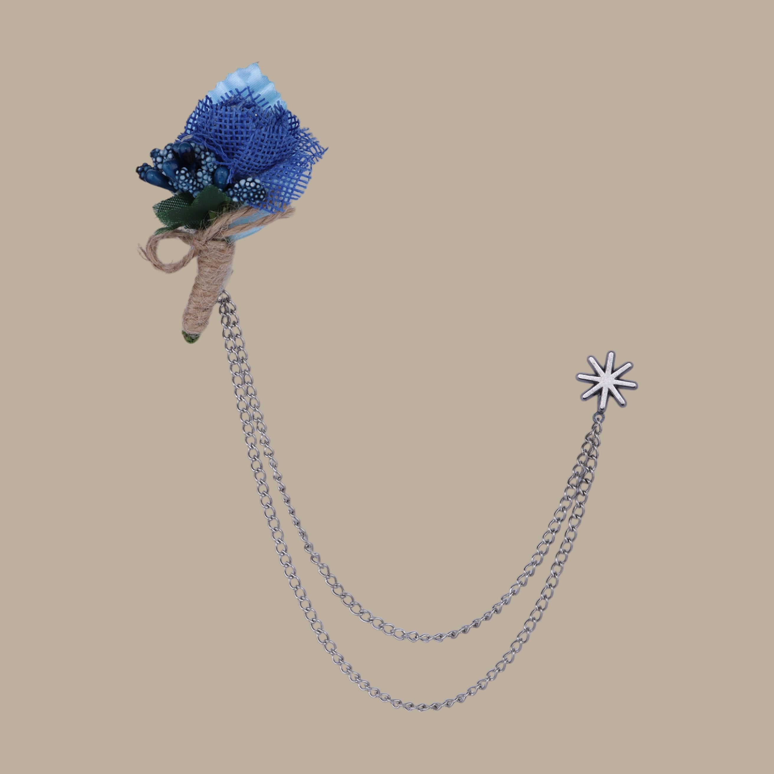 Pin Chain with Blue Flower Accent