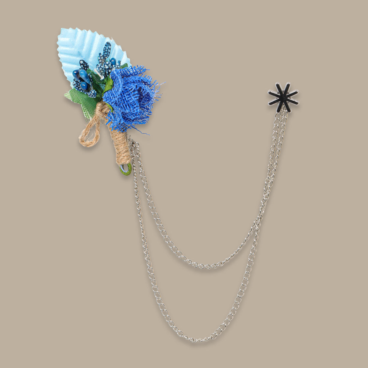 Pin Chain with Blue Flower Accent